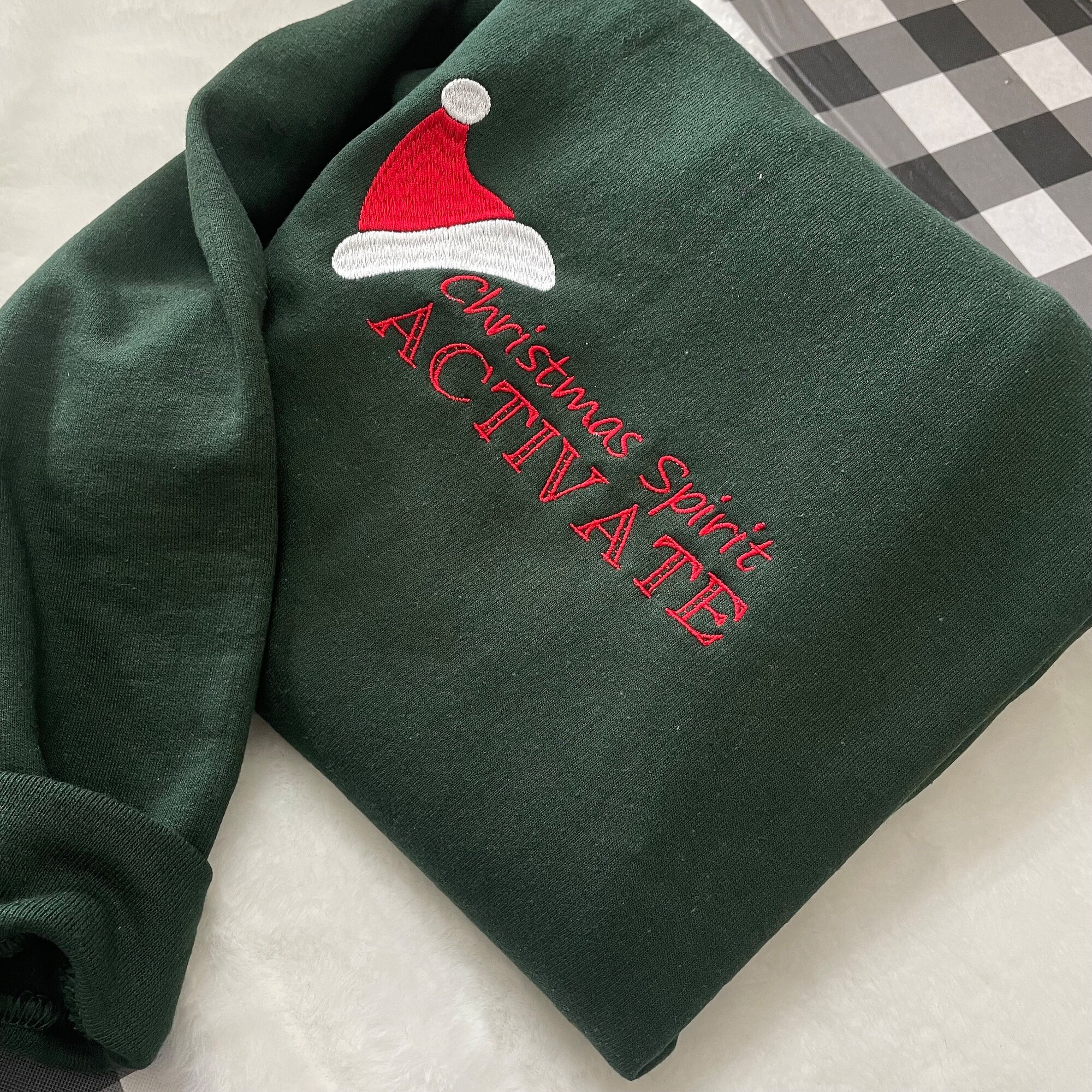 Christmas Spirit Activate Embroidered Sweatshirt - Y2K Style Crewneck Christmas Gifts Christmas Crewneck Vintage Style image 4