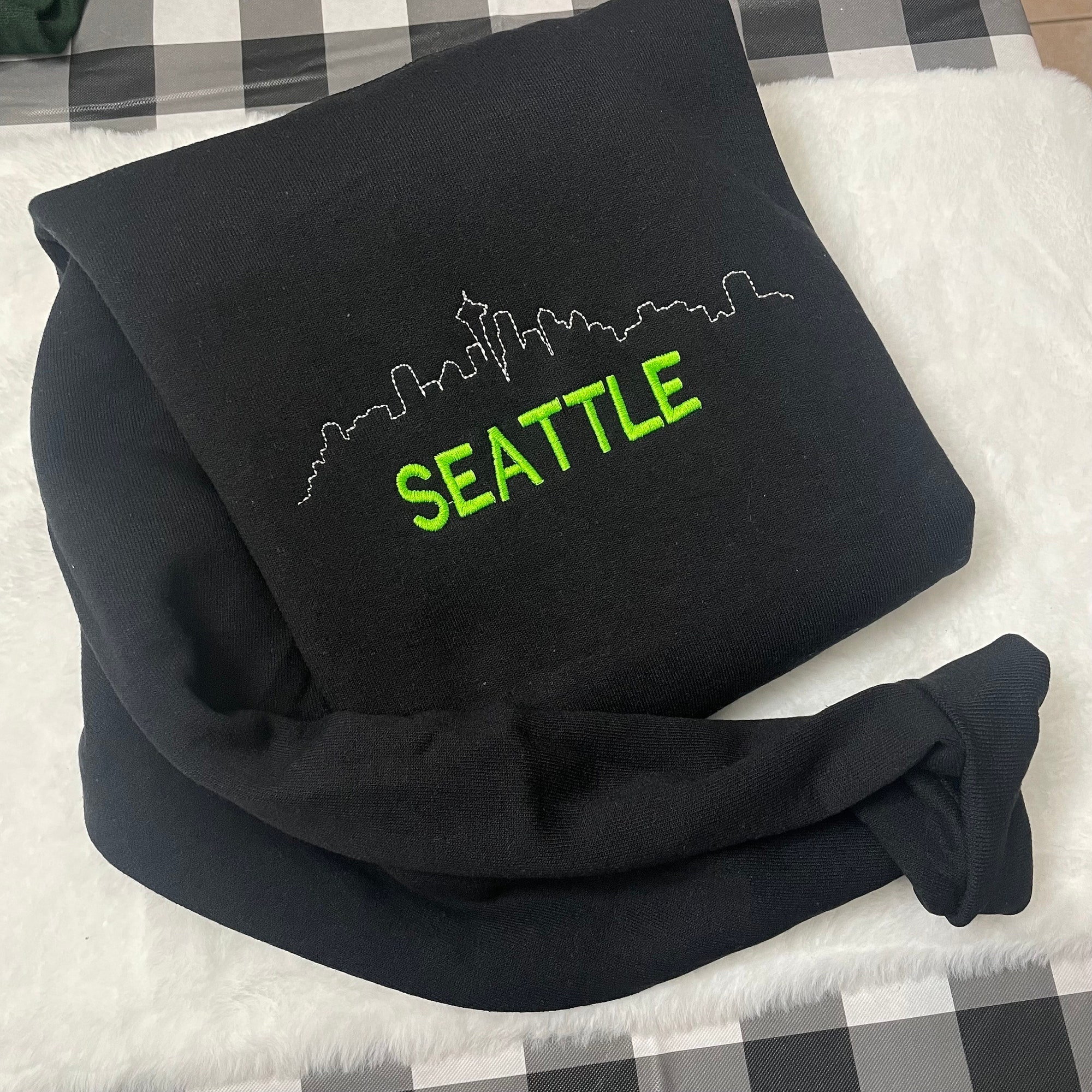 Seattle Embroidered Sweatshirt - Y2K Style Custom City Crewneck Embroidered image 5