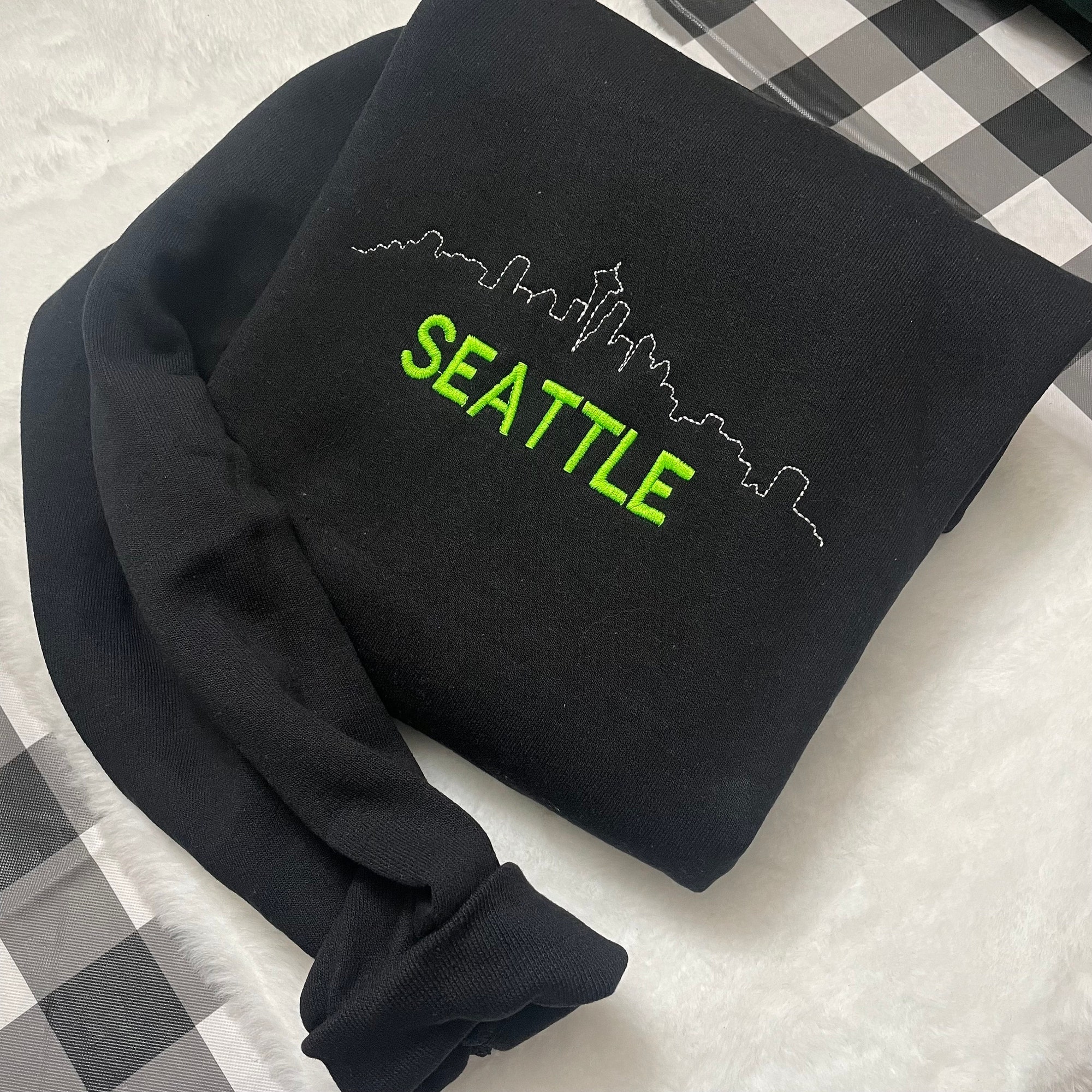 Seattle Embroidered Sweatshirt - Y2K Style Custom City Crewneck Embroidered image 6