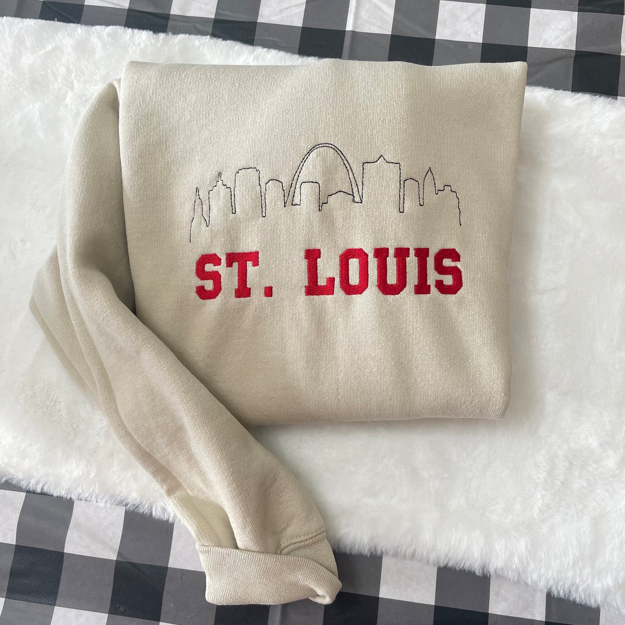 Saint Louis Embroidered Sweatshirt - Y2K Style Custom City Crewneck Embroidered image 4