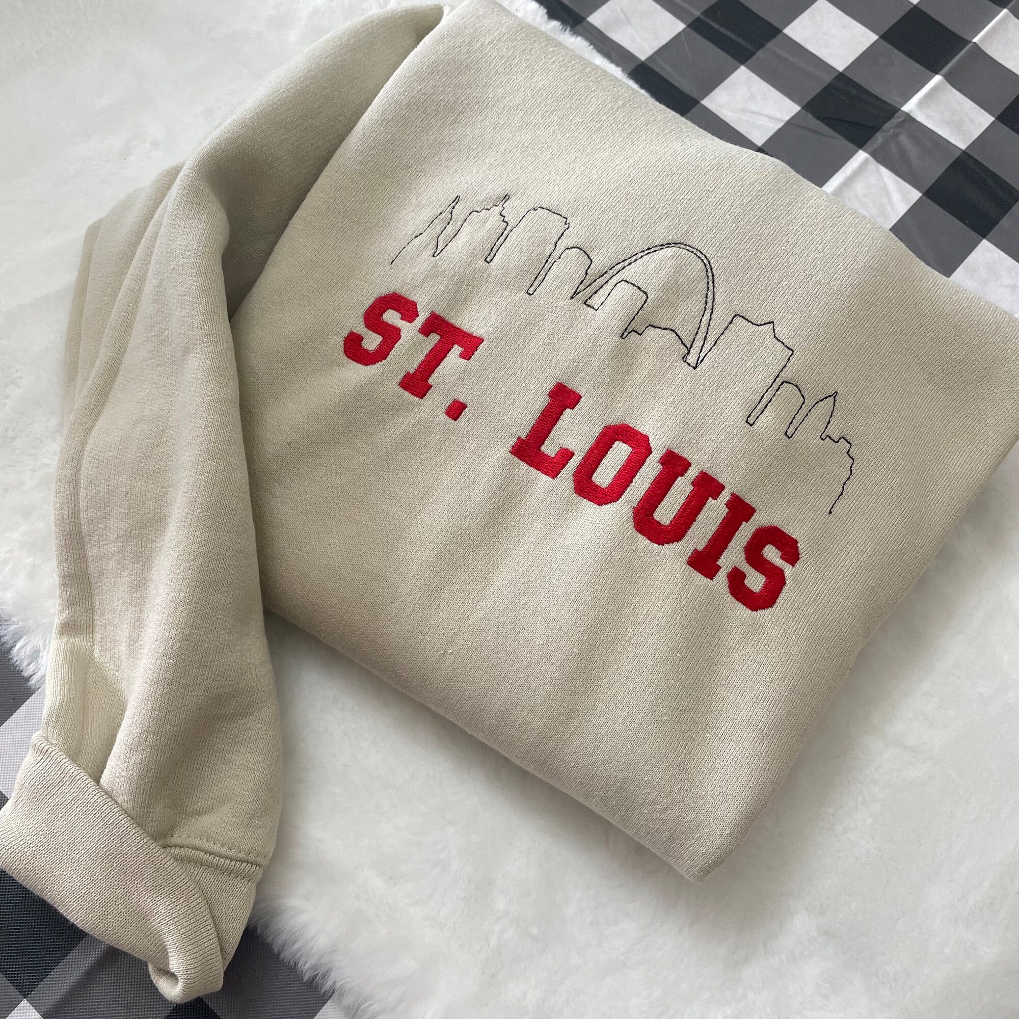 Saint Louis Embroidered Sweatshirt - Y2K Style Custom City Crewneck Embroidered image 3