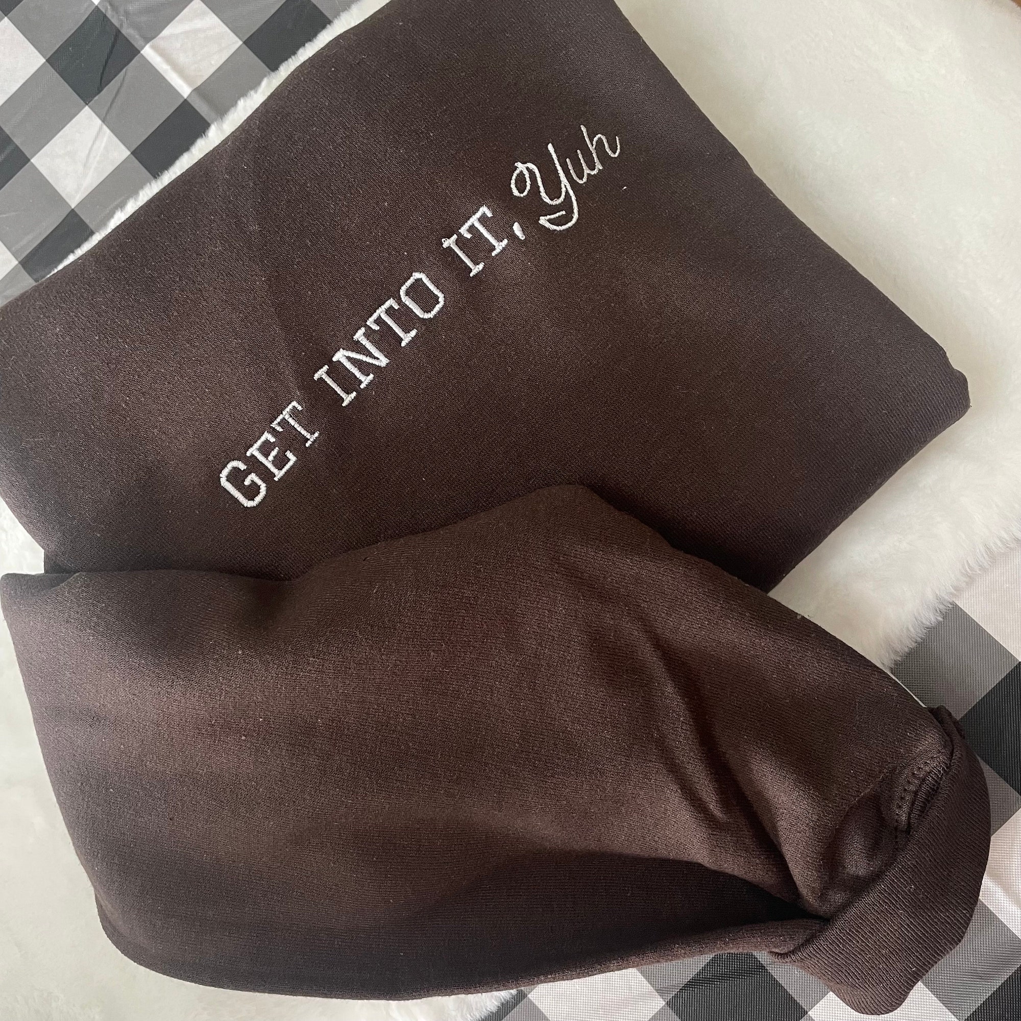 Get Into It Yuh Embroidered Sweatshirt - Y2K Style Crewneck Music Merch Gift for Women Vintage Clothing Unisex image 1