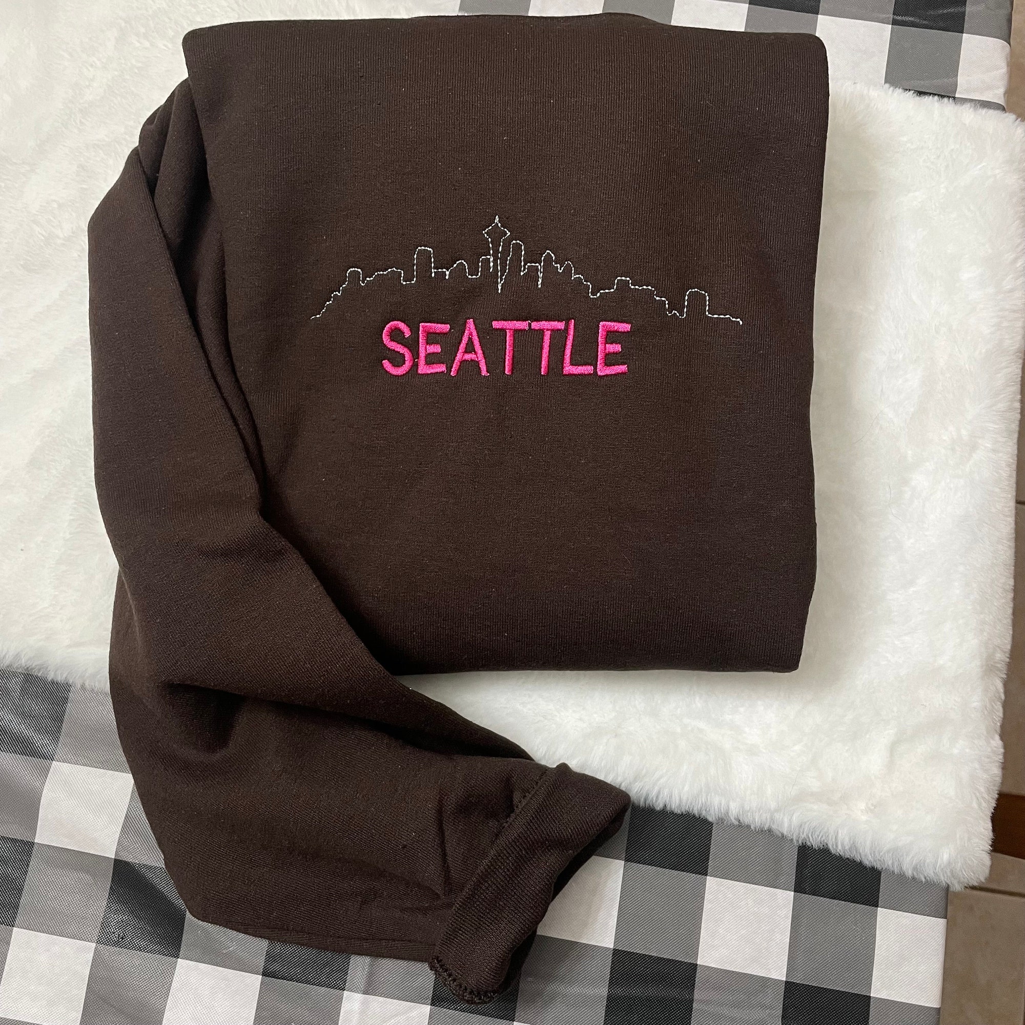 Seattle Embroidered Sweatshirt - Y2K Style Custom City Crewneck Embroidered image 1