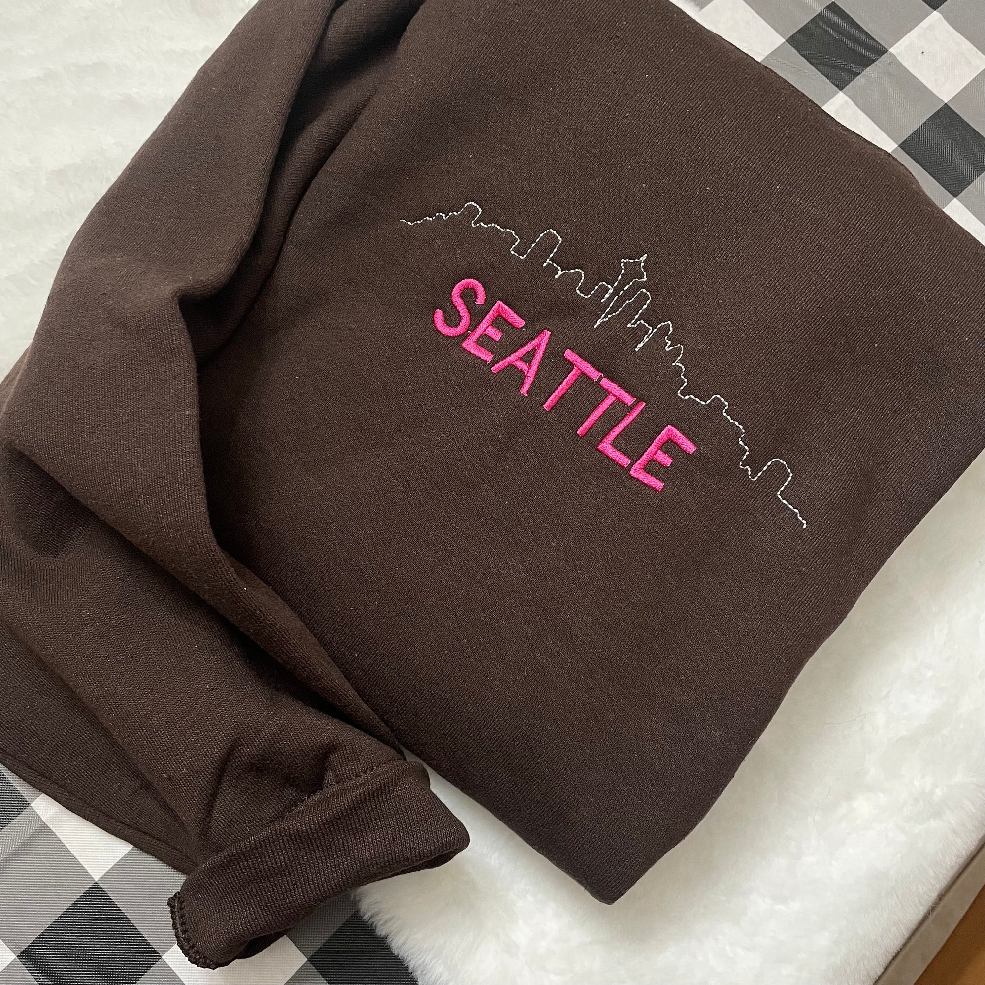 Seattle Embroidered Sweatshirt - Y2K Style Custom City Crewneck Embroidered image 7