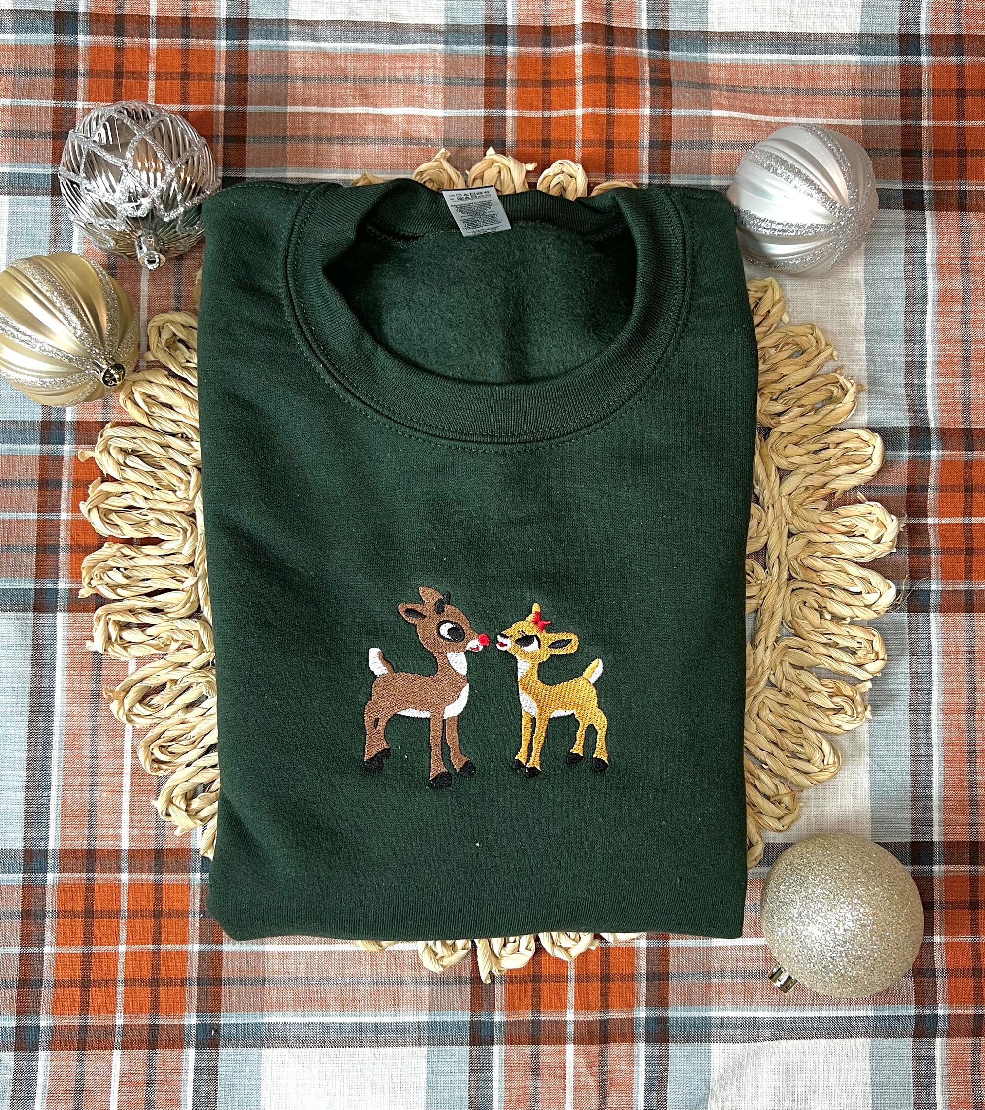 Christmas Sweatshirt - Embroidered Retro Vintage Christmas Sweatshirt Christmas Pajamas image 2