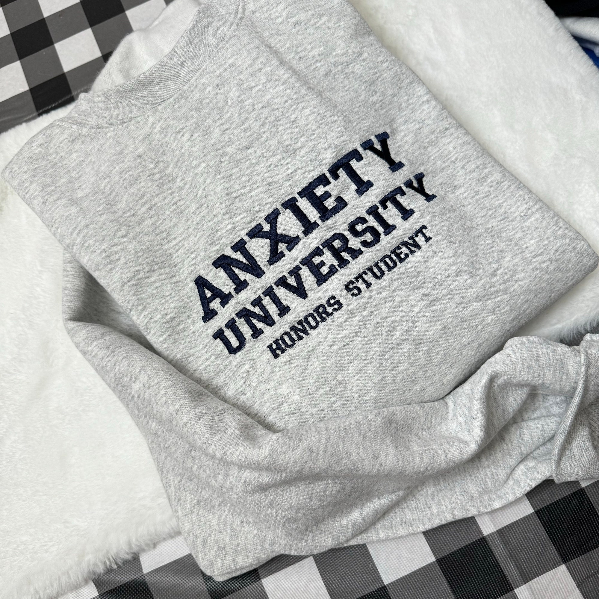 Anxiety University Embroidered Sweatshirt - Y2K Style Unisex Crewneck Funny Clothing Gifts for Her Mental Health image 2