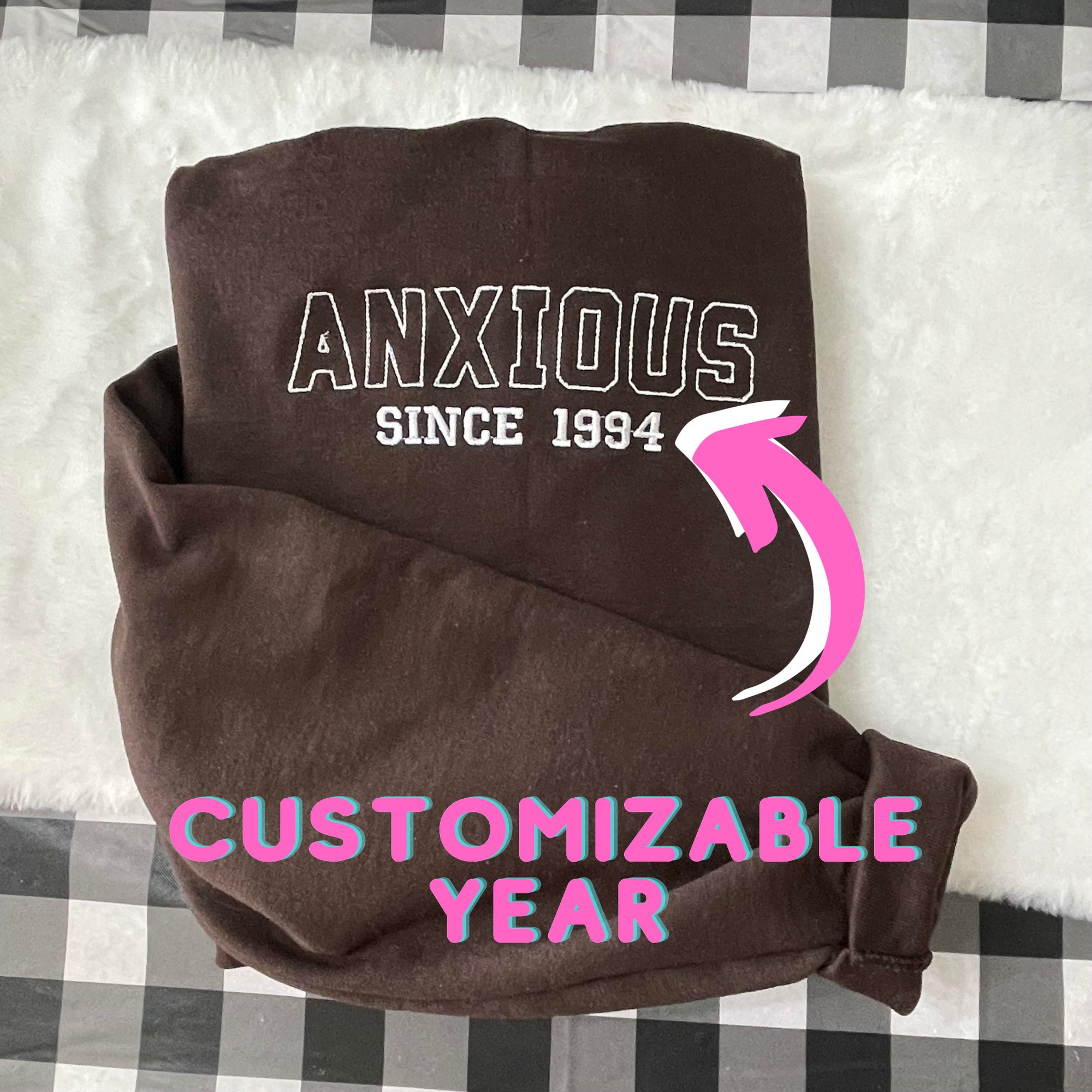 Anxious Since Embroidered Sweatshirt - Y2K Style Crewneck Unisex Anxiety Gifts Mental Health Matters Gift for Her image 8