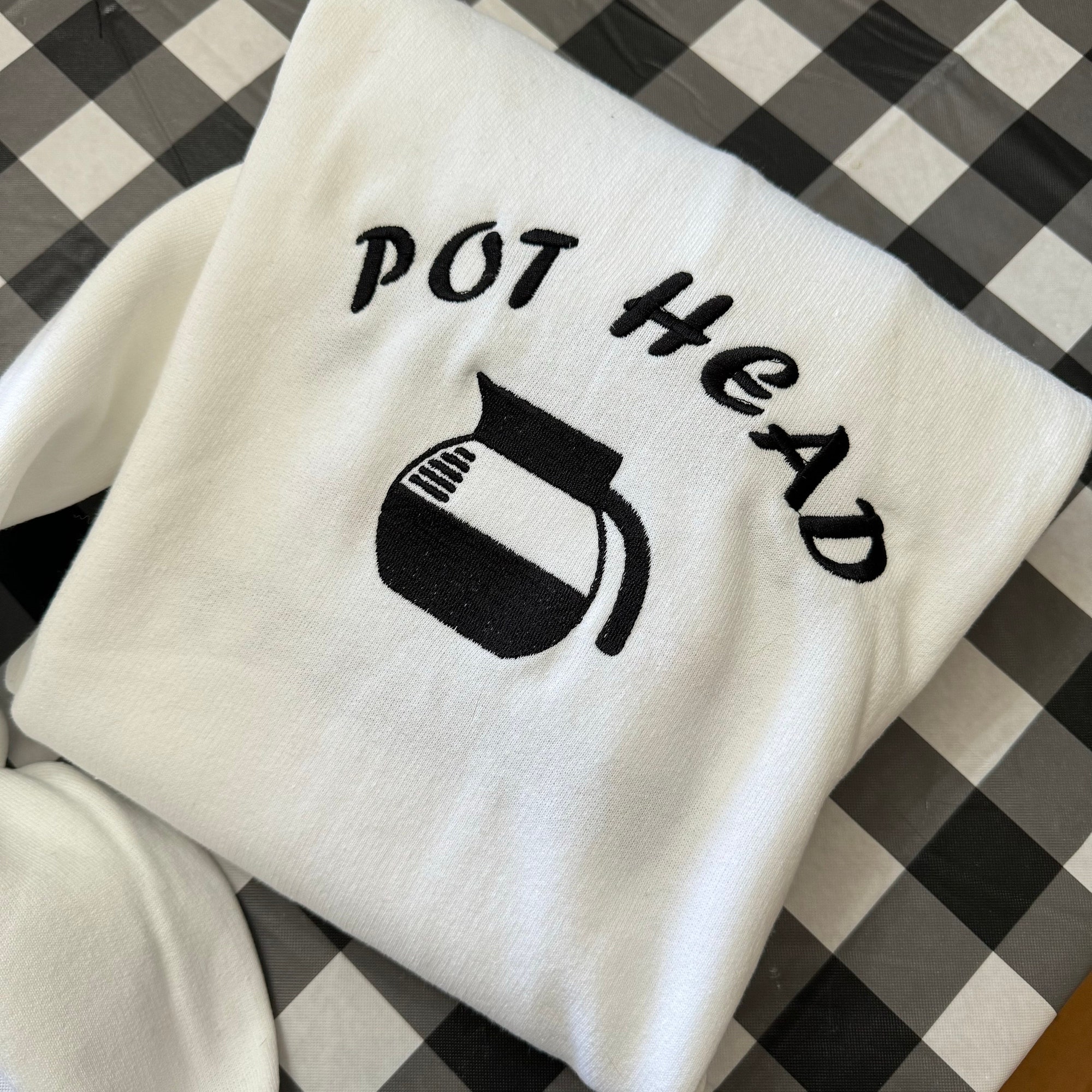 Pot Head Coffee Embroidered Sweatshirt - Y2K Style Crewneck Unisex Funny Clothing Gifts for Her Coffee Addict image 4