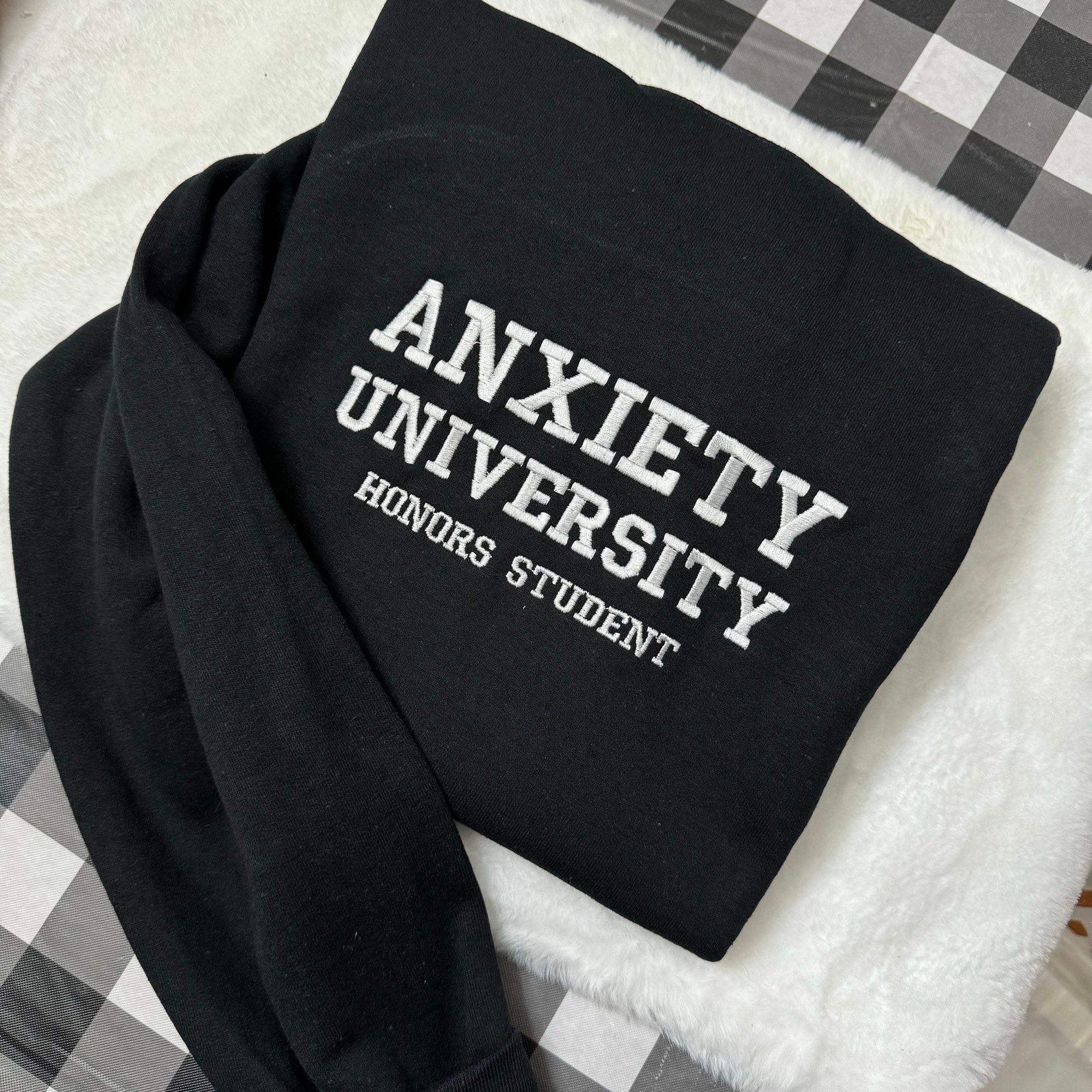 Anxiety University Embroidered Sweatshirt - Y2K Style Unisex Crewneck Funny Clothing Gifts for Her Mental Health image 6