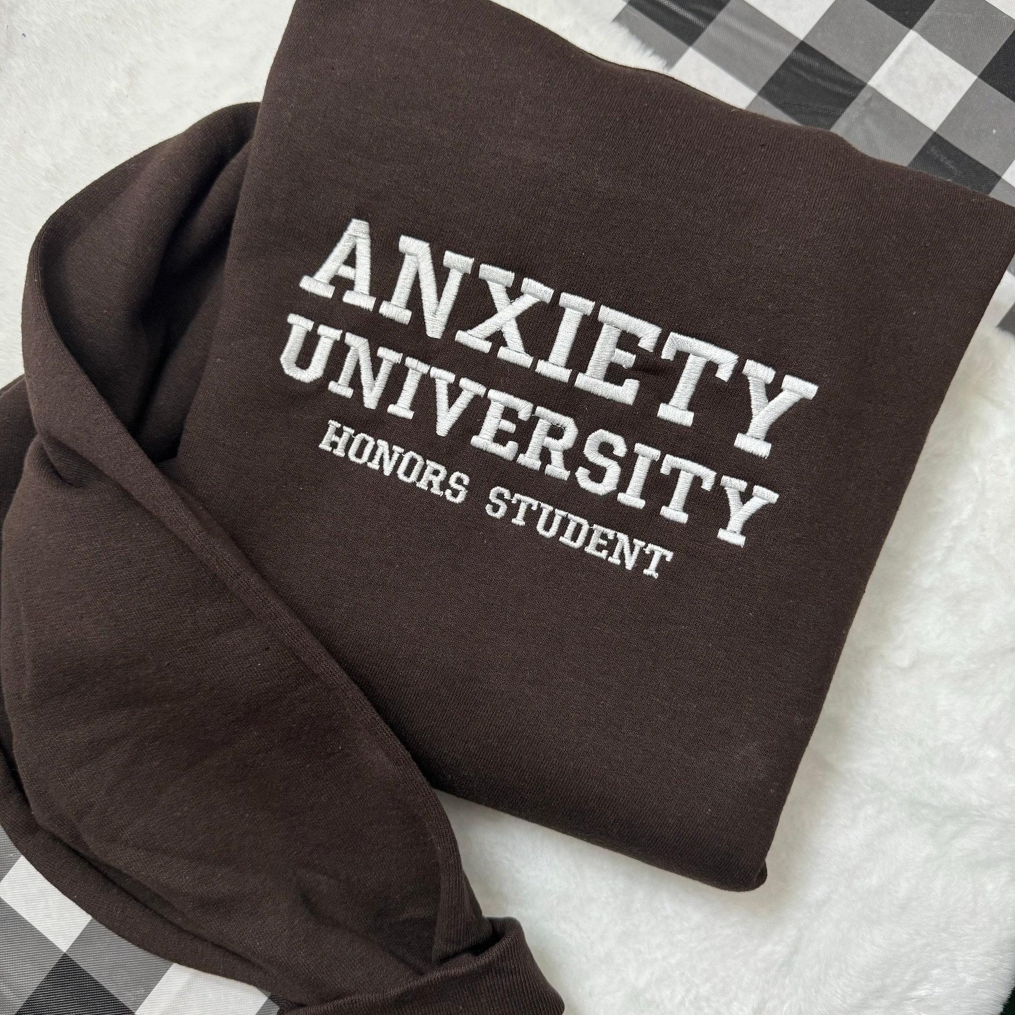 Anxiety University Embroidered Sweatshirt - Y2K Style Unisex Crewneck Funny Clothing Gifts for Her Mental Health image 5