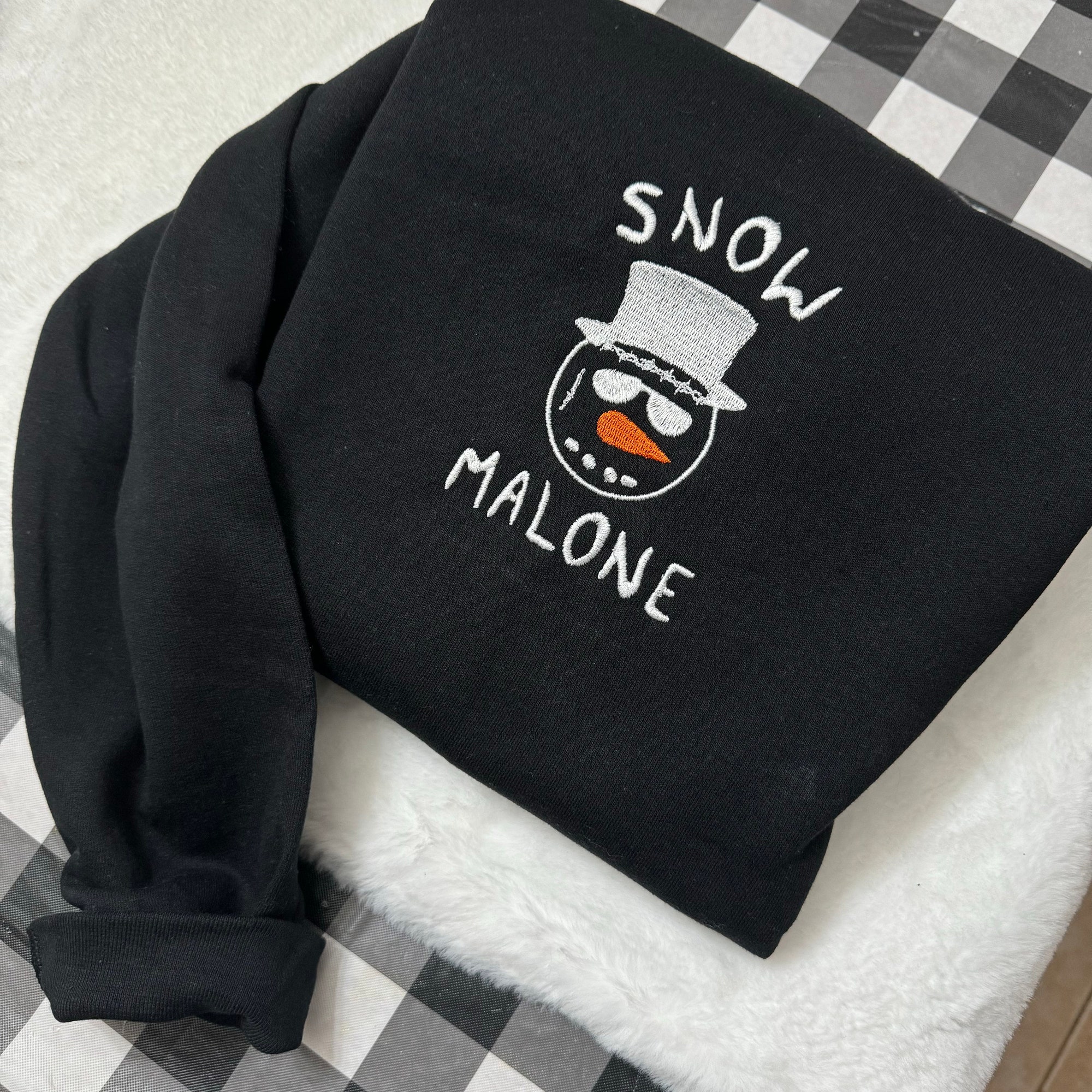 Snow Malone Embroidered Sweatshirt - Y2K Style Funny Crewneck Vintage Style Christmas Gift image 2