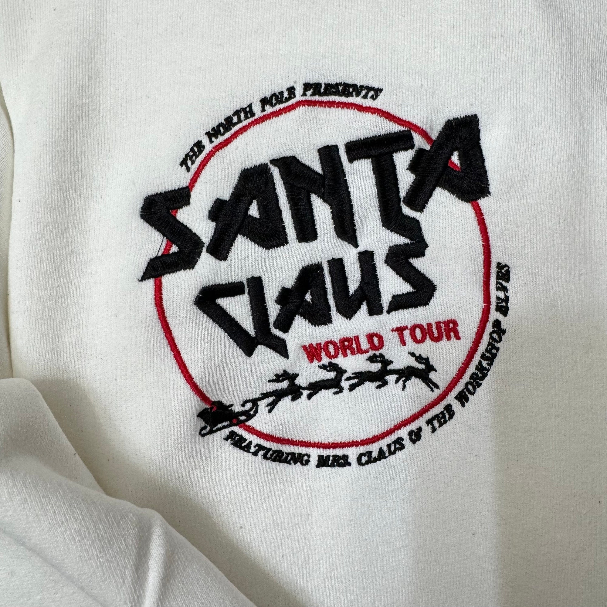 Santa Claus Christmas Sweatshirt - Vintage Y2K Style Santa Claus World Tour Embroidered Sweatshirt Funny Christmas Gift image 5