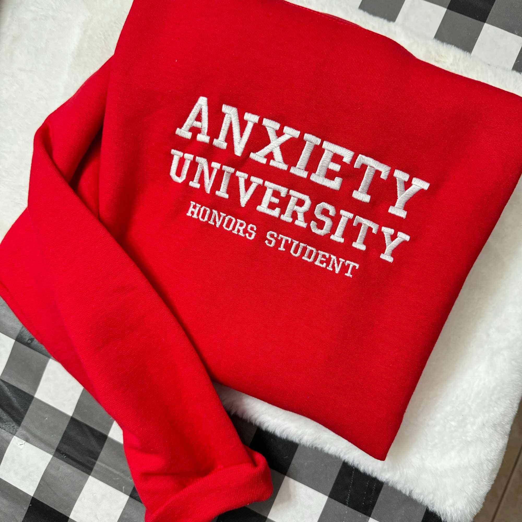 Anxiety University Embroidered Sweatshirt - Y2K Style Unisex Crewneck Funny Clothing Gifts for Her Mental Health image 7