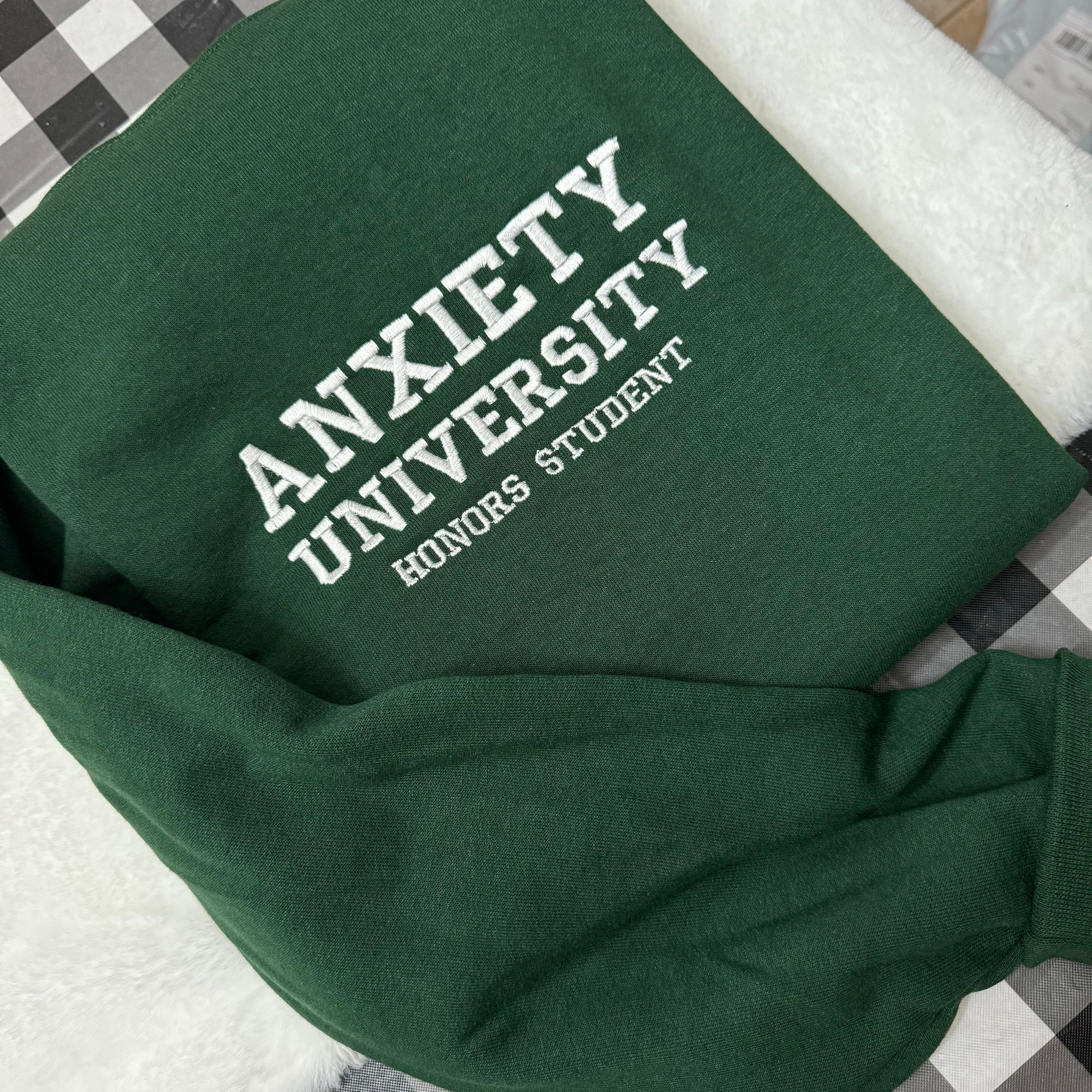 Anxiety University Embroidered Sweatshirt - Y2K Style Unisex Crewneck Funny Clothing Gifts for Her Mental Health image 4