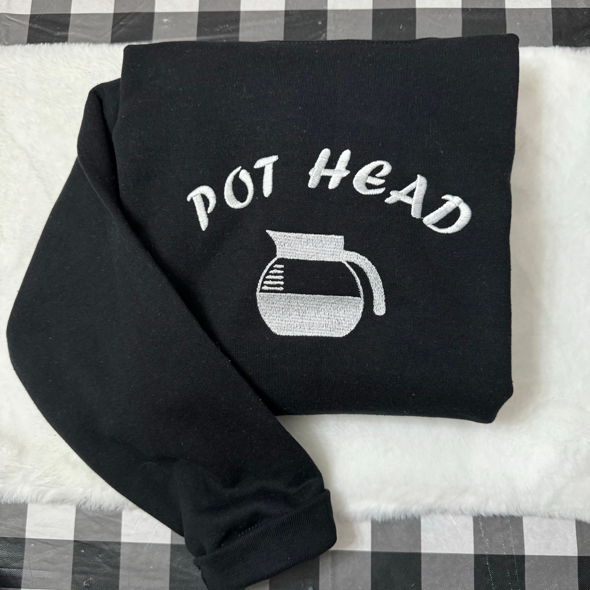 Pot Head Coffee Embroidered Sweatshirt - Y2K Style Crewneck Unisex Funny Clothing Gifts for Her Coffee Addict image 8