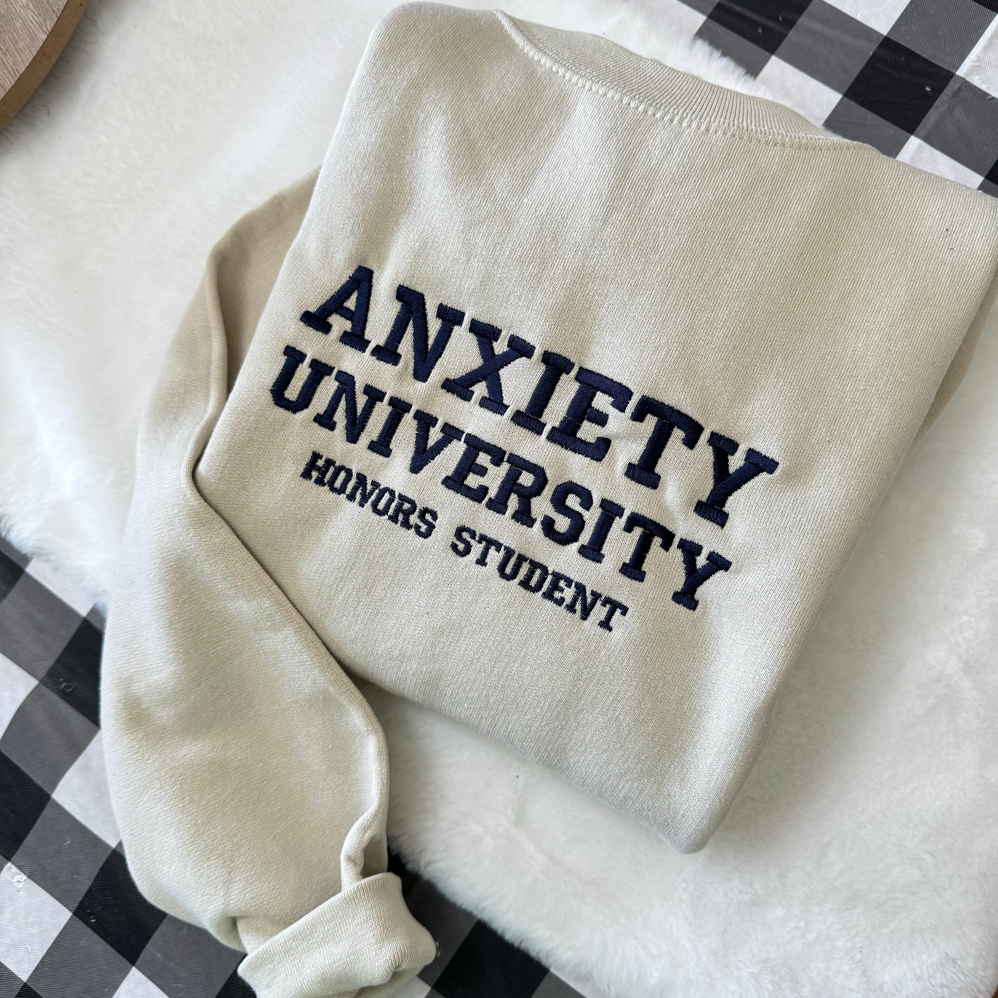 Anxiety University Embroidered Sweatshirt - Y2K Style Unisex Crewneck Funny Clothing Gifts for Her Mental Health image 1