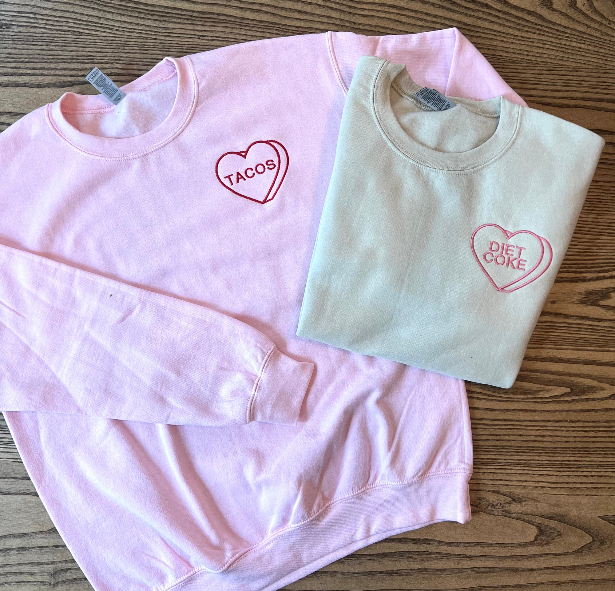 Custom Embroidered Valentine Sweatshirt with Personalized Candy Hearts - Valentine Gift Boyfriend Gift Couples Gift Personalized Gift image 3