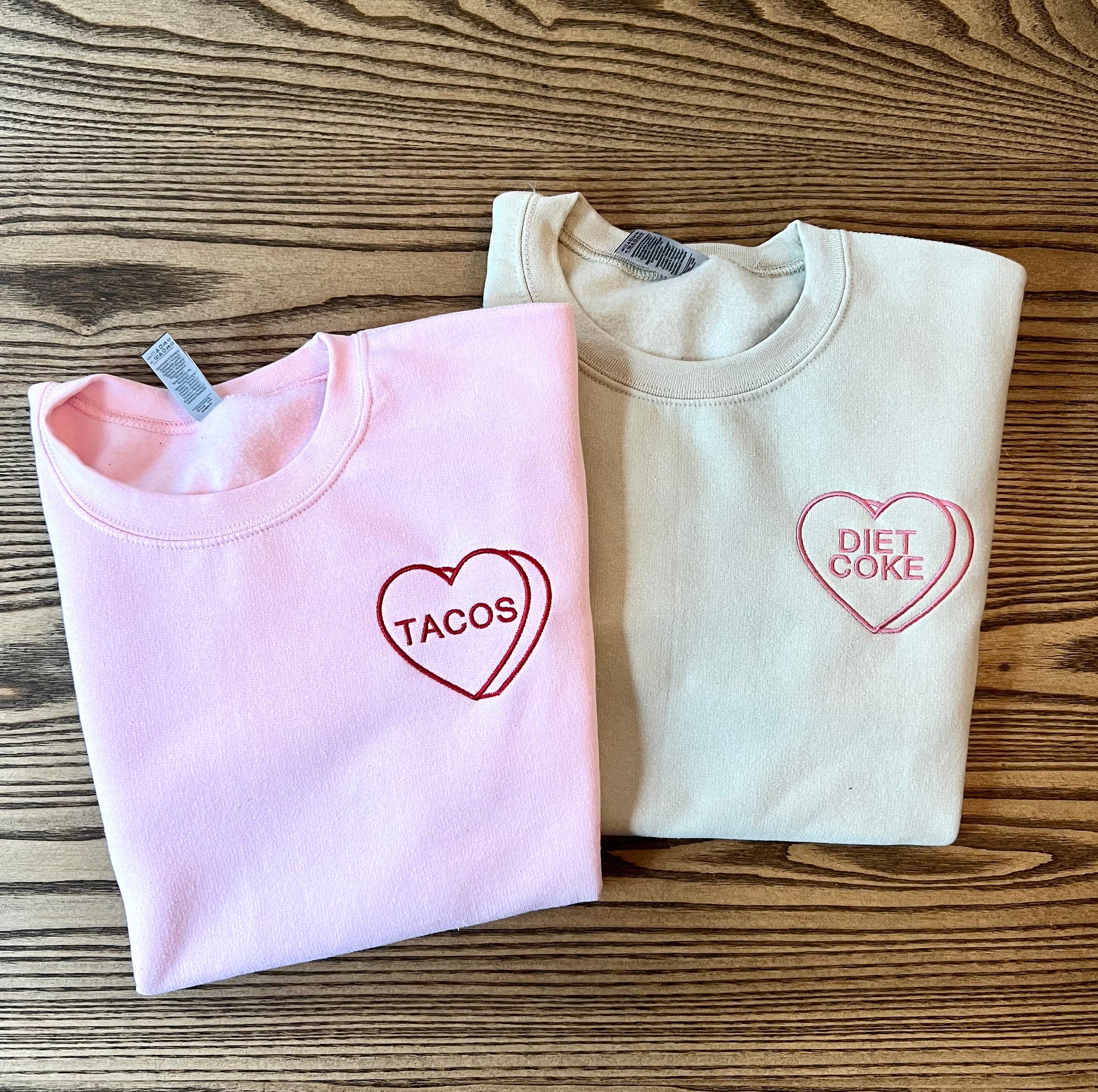 Custom Embroidered Valentine Sweatshirt with Personalized Candy Hearts - Valentine Gift Boyfriend Gift Couples Gift Personalized Gift image 4