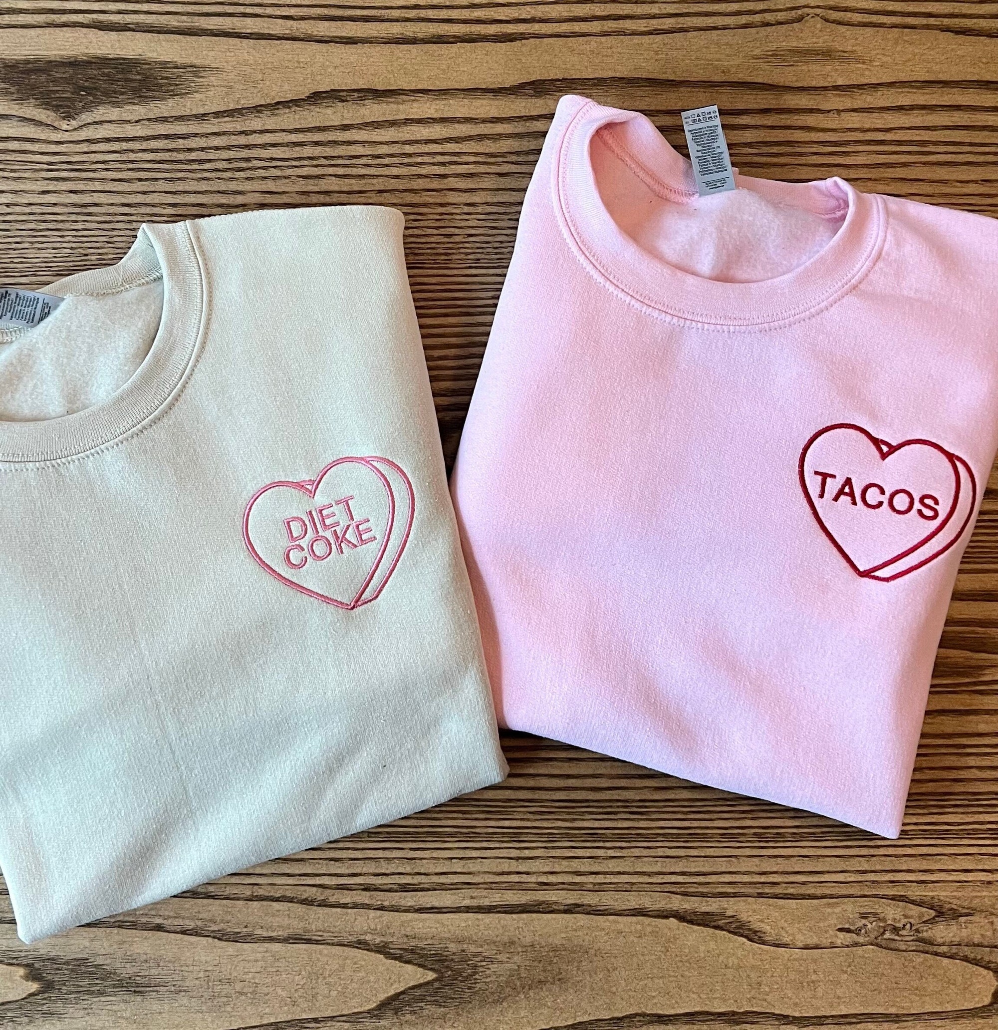 Custom Embroidered Valentine Sweatshirt with Personalized Candy Hearts - Valentine Gift Boyfriend Gift Couples Gift Personalized Gift image 2