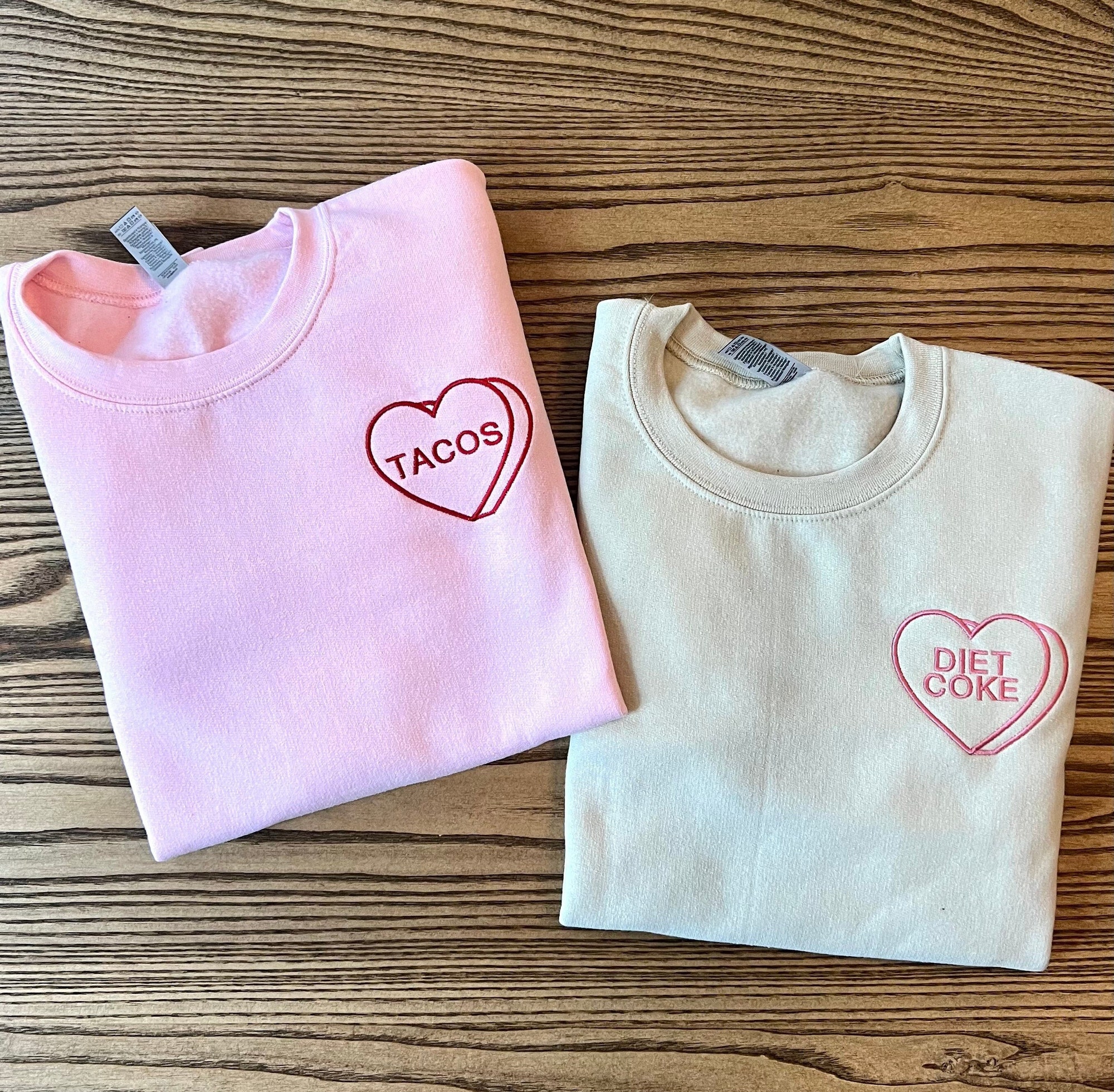 Custom Embroidered Valentine Sweatshirt with Personalized Candy Hearts - Valentine Gift Boyfriend Gift Couples Gift Personalized Gift image 1