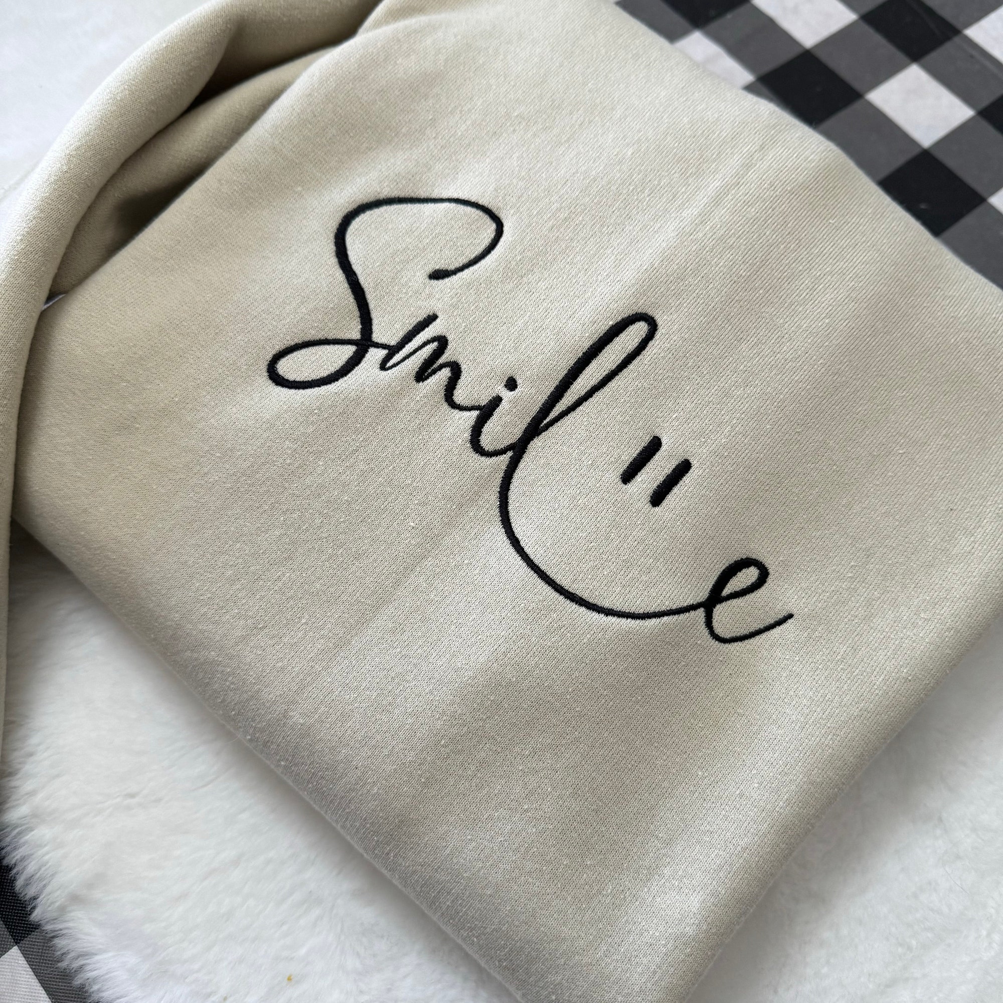 Smile Embroidered Sweatshirt - Custom Made Handmade Made to Order Smiley Face Be Happy Choose Kindness Unisex image 6