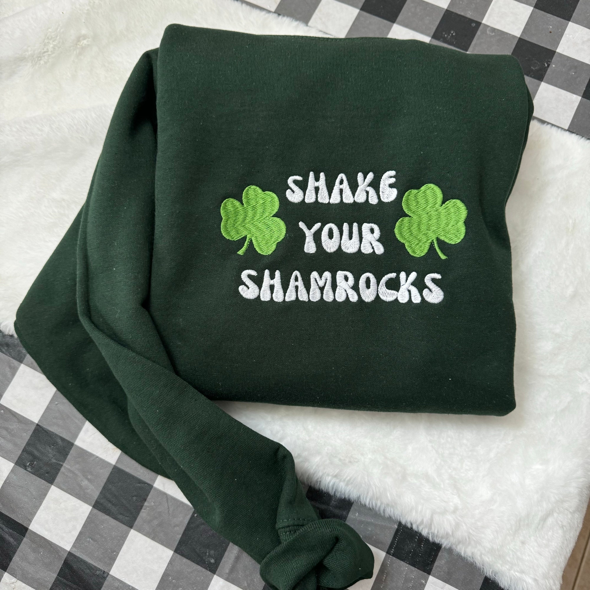 Shake Your Shamrocks Embroidered Sweatshirt - Y2K Style Crewneck St. Patrick’s Day Holidays March Leprechauns image 2