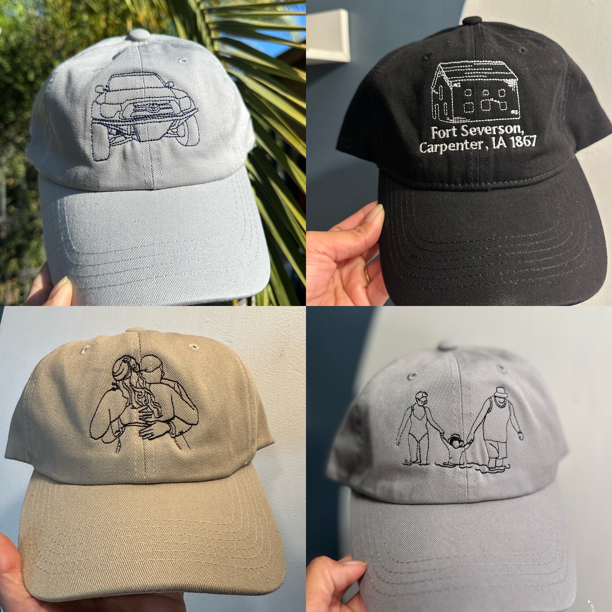 Line Art Portrait & Roman Numerals Date Embroidered Dad Hat - Couples Gift for Her & Him image 4