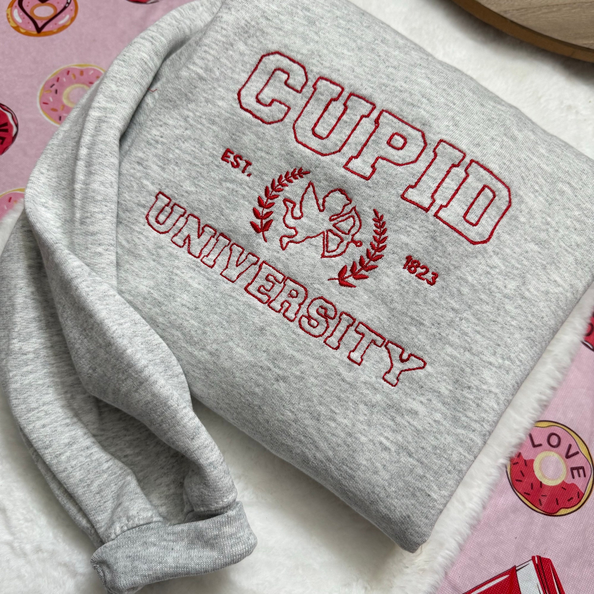 Cupid University Embroidered Sweatshirt - Y2K Style Crewneck Unisex Funny Clothing Valentine's Day Love Gift image 3