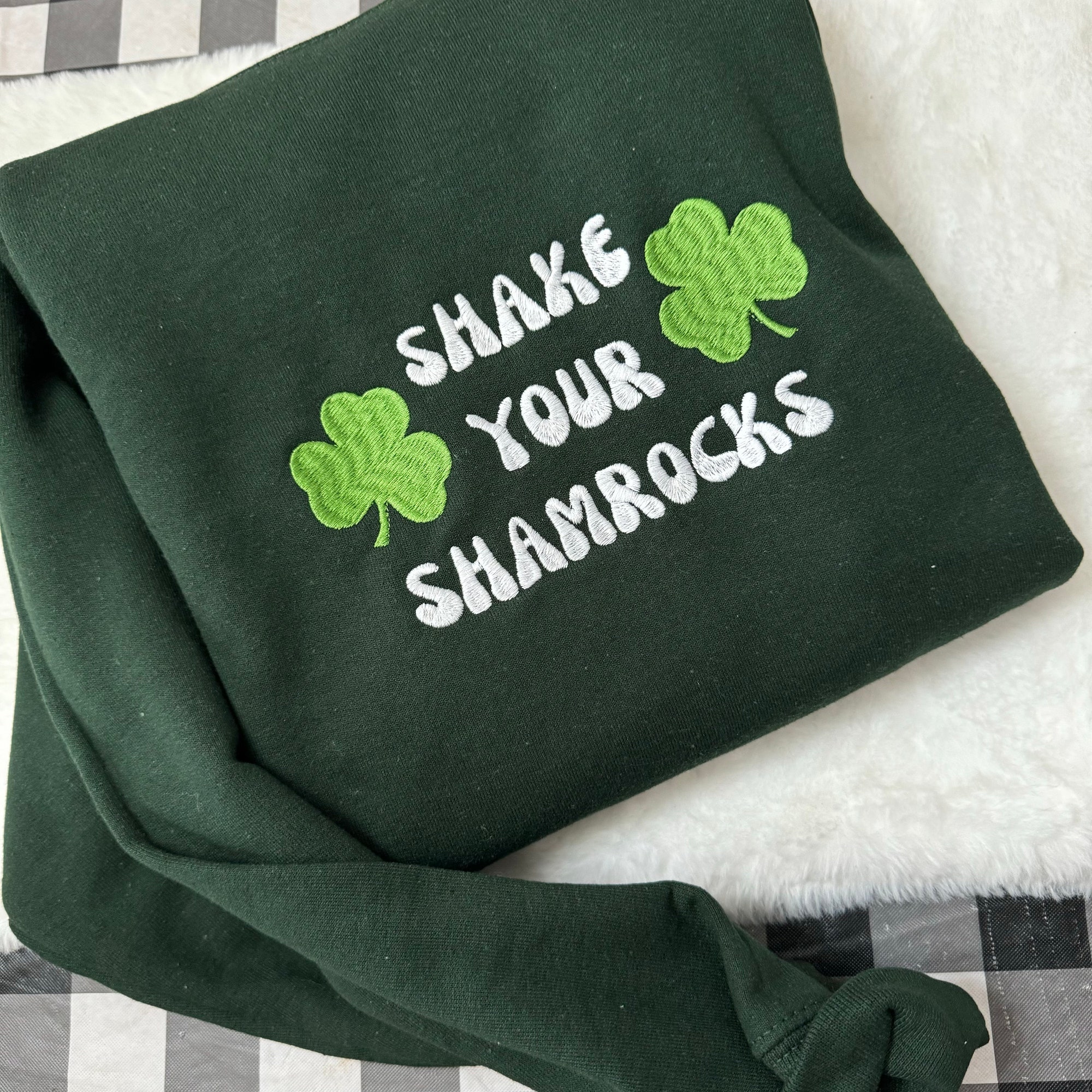 Shake Your Shamrocks Embroidered Sweatshirt - Y2K Style Crewneck St. Patrick’s Day Holidays March Leprechauns image 1