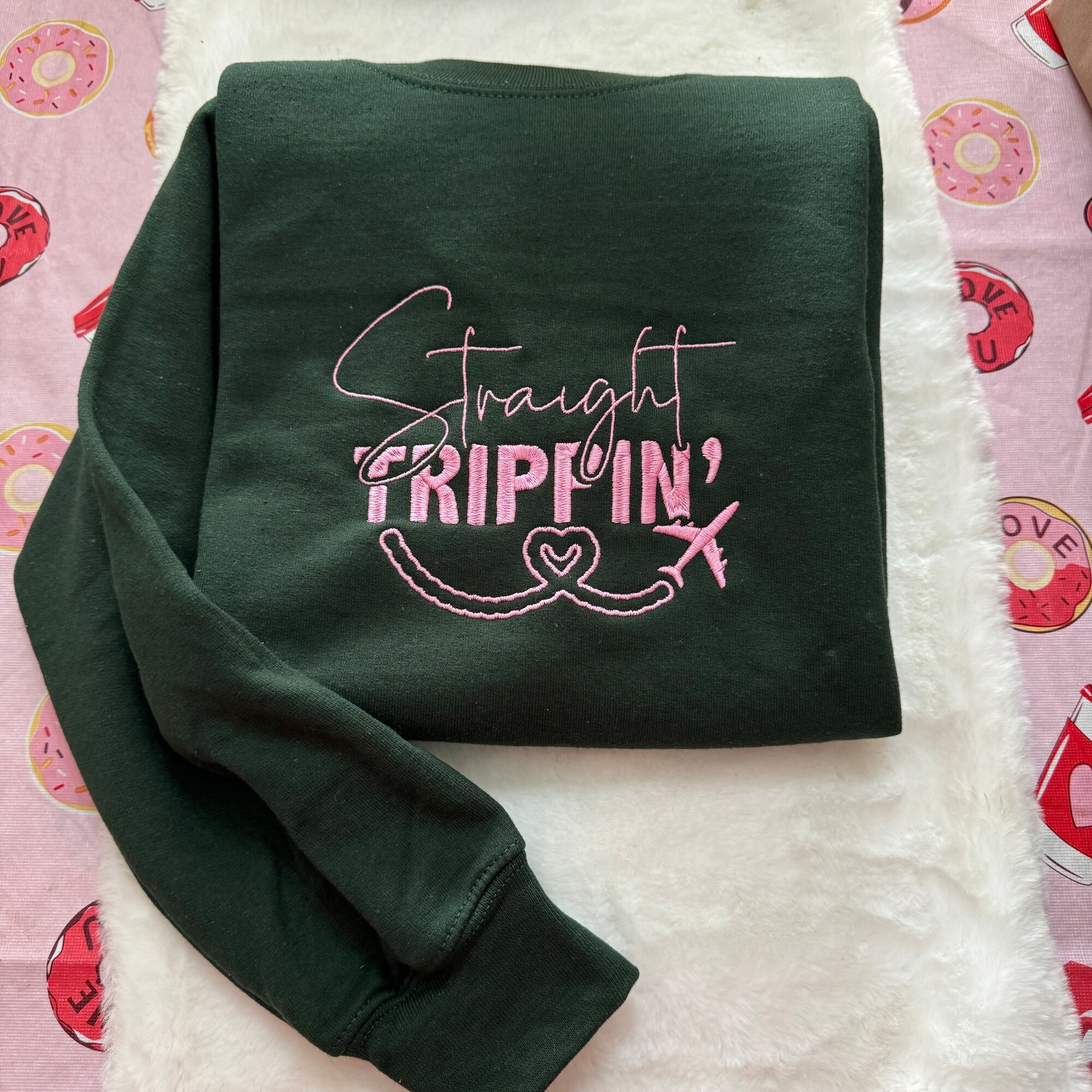 Straight Trippin' Embroidered Sweatshirt - Travel Crewneck Gifts for Women Travel Gift Traveling Accessories Adventure Time Fashion image 5