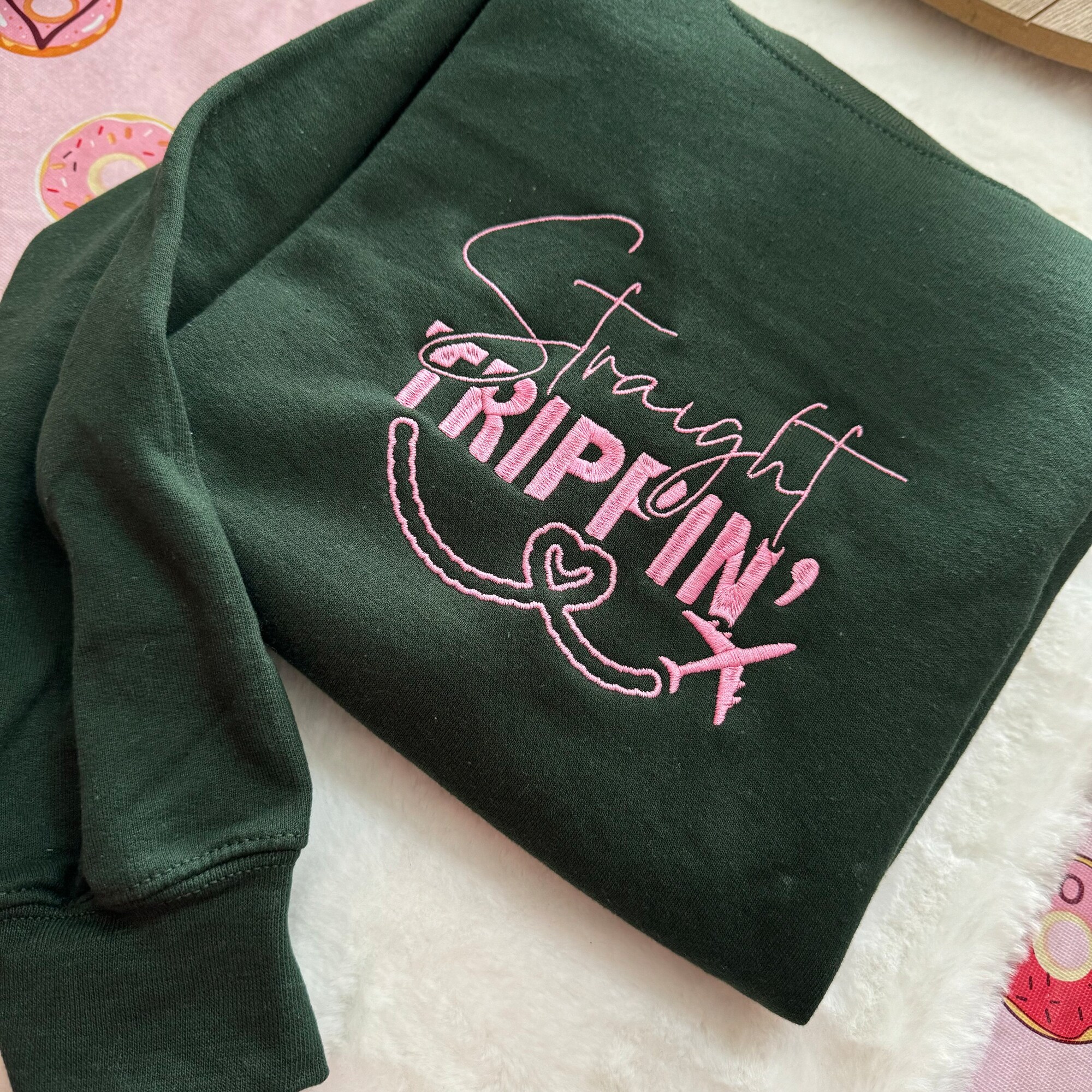 Straight Trippin' Embroidered Sweatshirt - Travel Crewneck Gifts for Women Travel Gift Traveling Accessories Adventure Time Fashion image 6