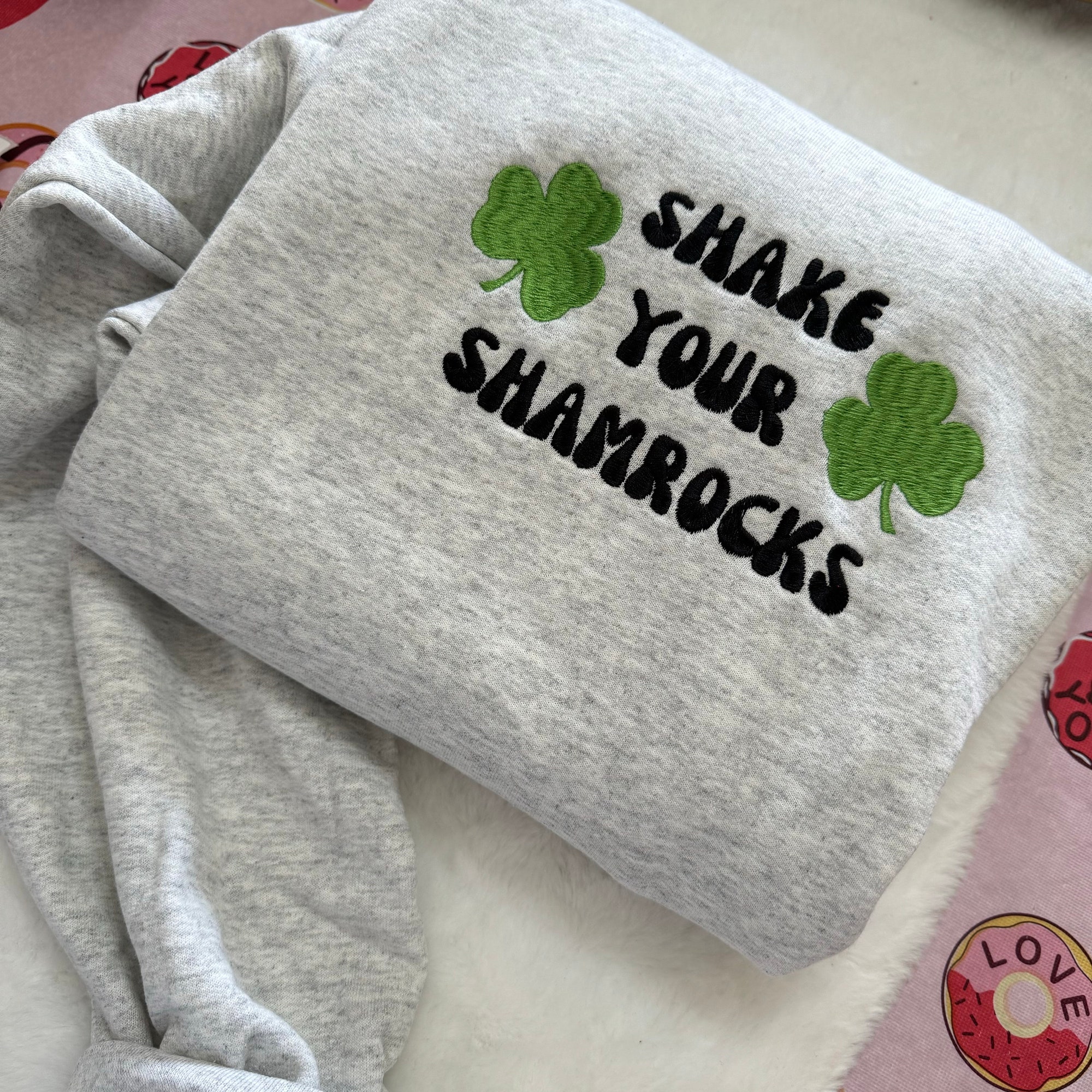 Shake Your Shamrocks Embroidered Sweatshirt - Y2K Style Crewneck St. Patrick’s Day Holidays March Leprechauns image 5