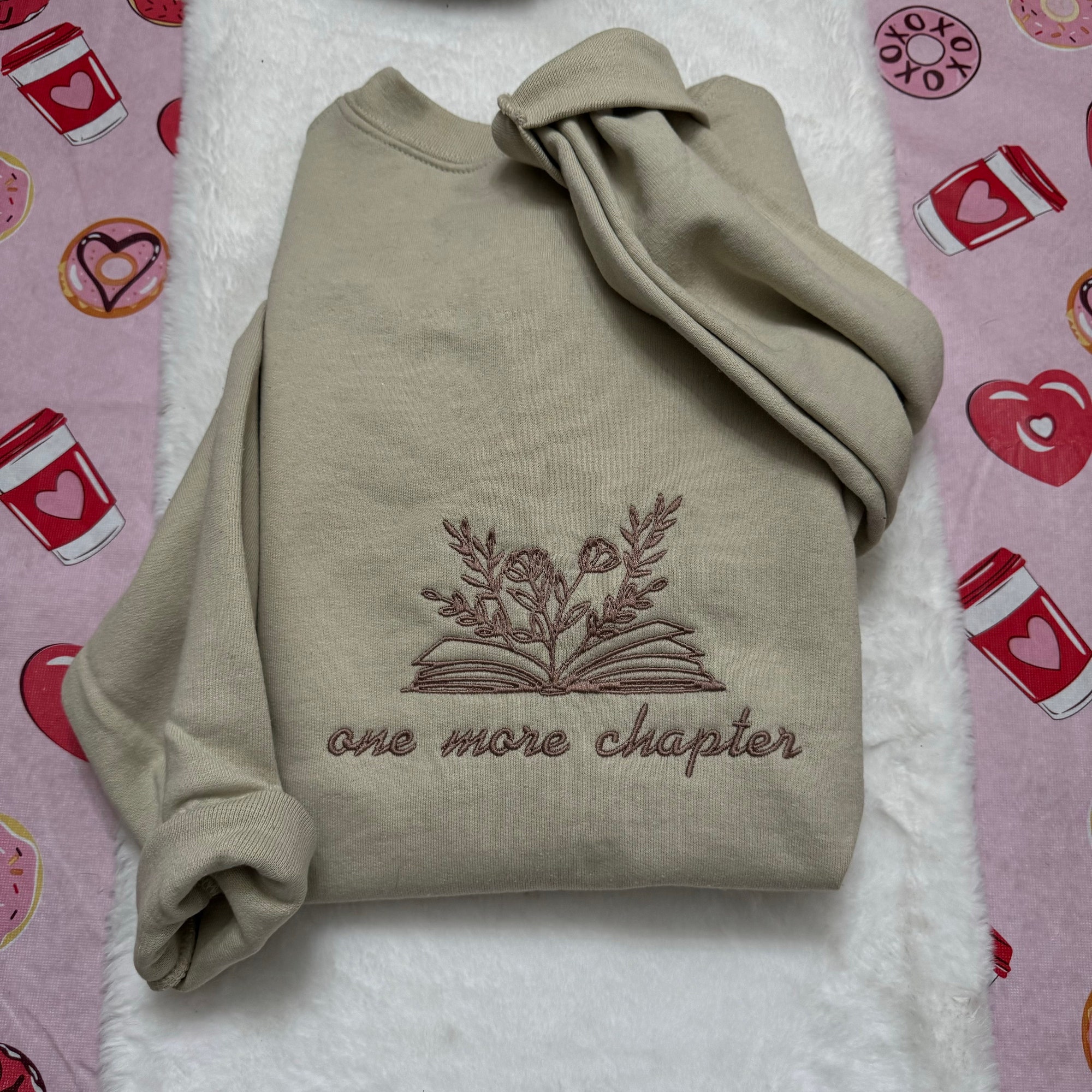 One More Chapter Embroidered Sweatshirt - Custom Made Decorative Books Love Reading Vintage Clothing Gifts for Her image 3