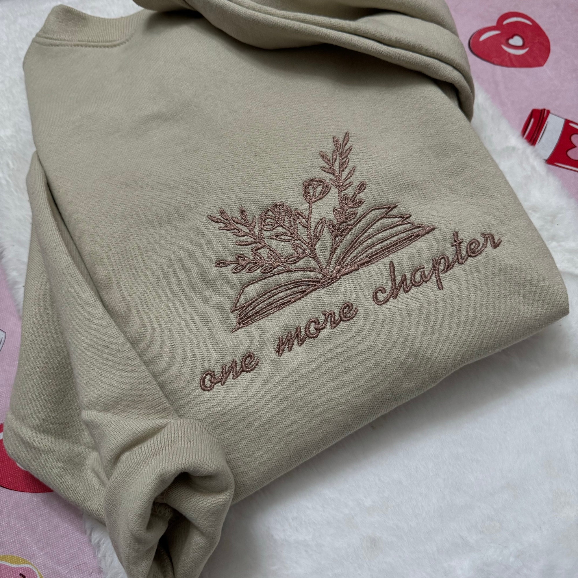 One More Chapter Embroidered Sweatshirt - Custom Made Decorative Books Love Reading Vintage Clothing Gifts for Her image 8