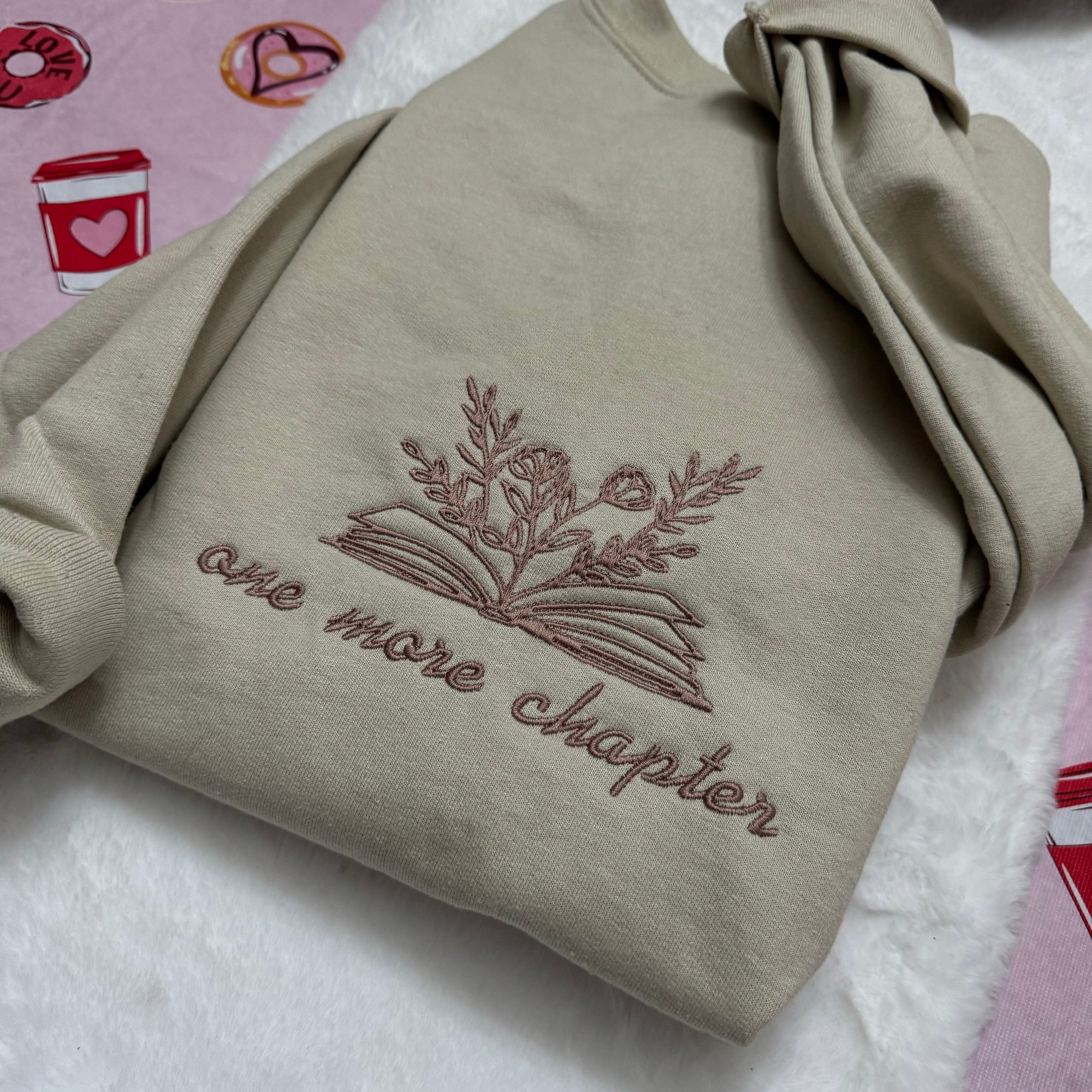 One More Chapter Embroidered Sweatshirt - Custom Made Decorative Books Love Reading Vintage Clothing Gifts for Her image 5