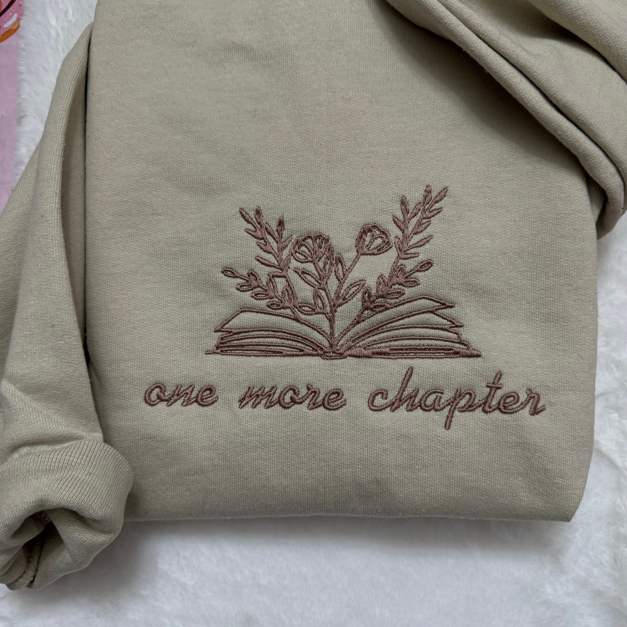 One More Chapter Embroidered Sweatshirt - Custom Made Decorative Books Love Reading Vintage Clothing Gifts for Her image 6