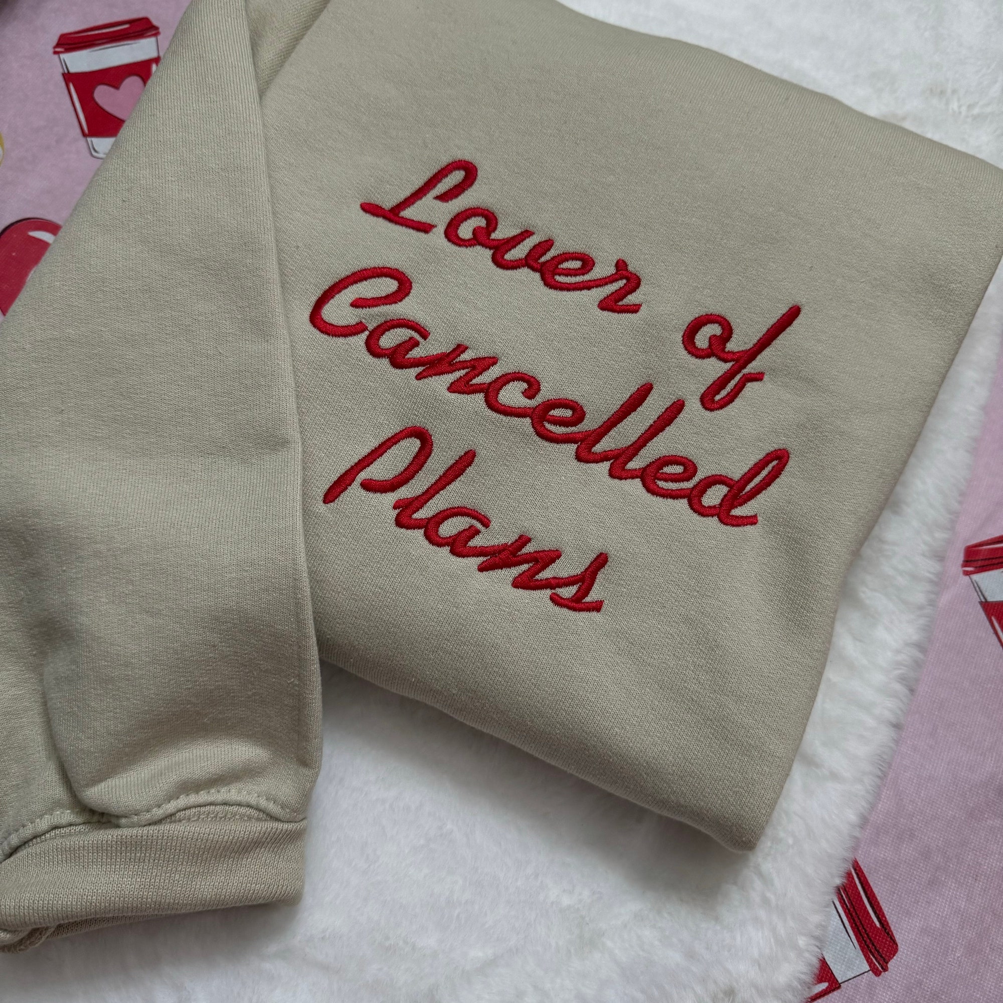 Lover of Cancelled Plans Embroidered Sweatshirt - Y2K Style Crewneck Unisex Funny Clothing Gifts Silly Hoodies image 4