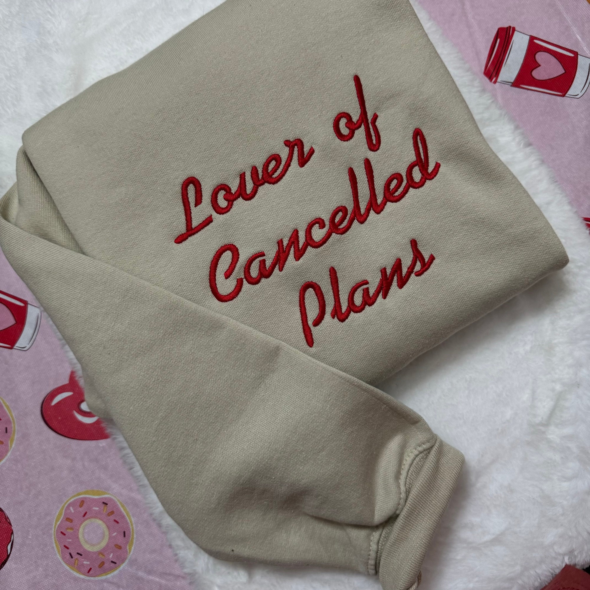 Lover of Cancelled Plans Embroidered Sweatshirt - Y2K Style Crewneck Unisex Funny Clothing Gifts Silly Hoodies image 6