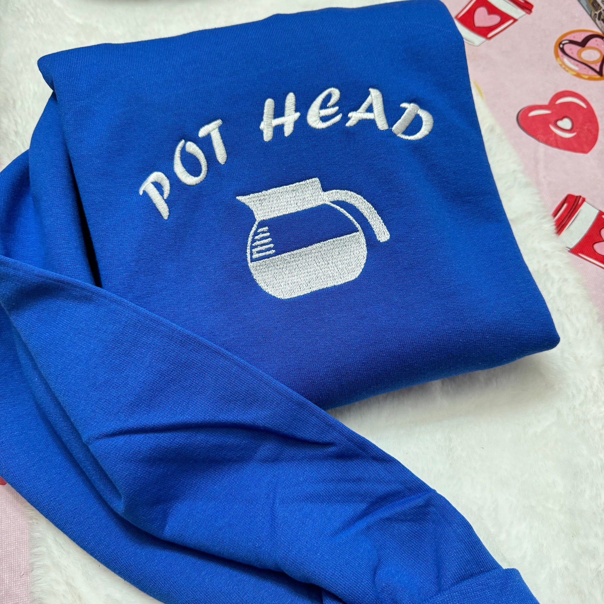 Pot Head Coffee Embroidered Sweatshirt - Y2K Style Crewneck Unisex Funny Clothing Gifts for Her Coffee Addict image 5