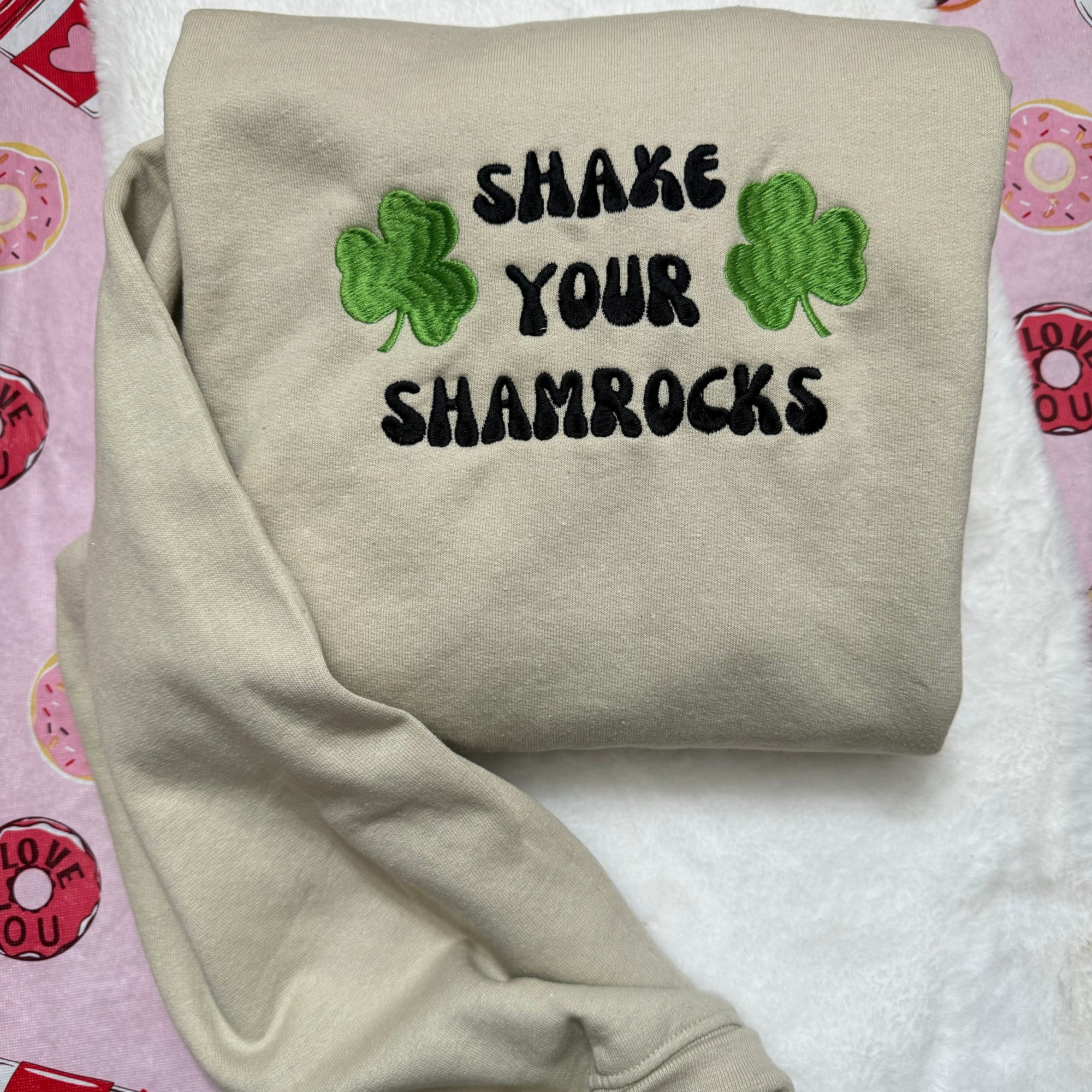 Shake Your Shamrocks Embroidered Sweatshirt - Y2K Style Crewneck St. Patrick’s Day Holidays March Leprechauns image 7