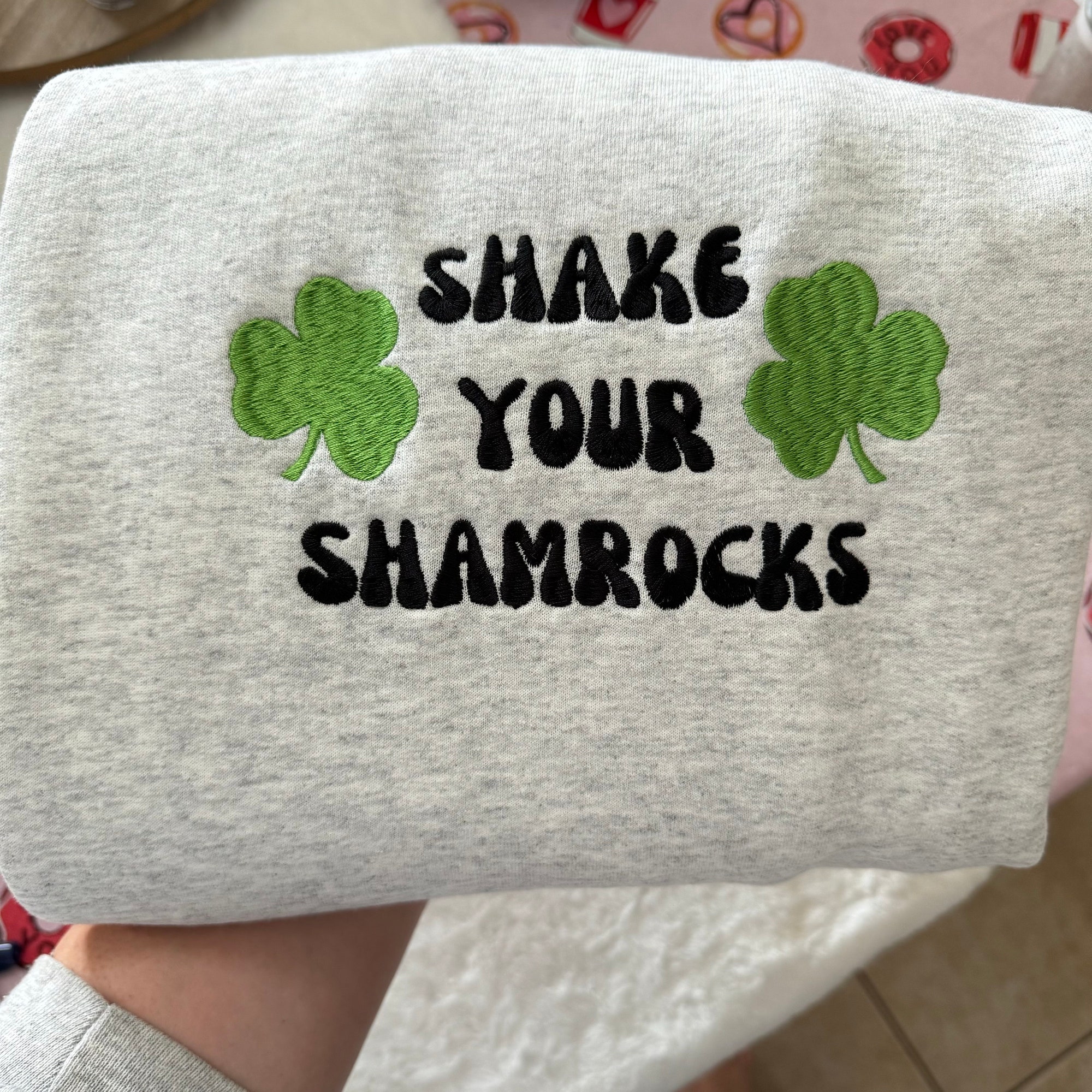 Shake Your Shamrocks Embroidered Sweatshirt - Y2K Style Crewneck St. Patrick’s Day Holidays March Leprechauns image 6