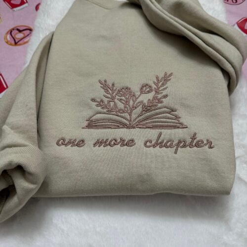 One More Chapter Embroidered Sweatshirt - Custom Made Decorative Books Love Reading Vintage Clothing Gifts for Her image 0