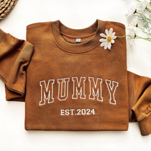 Custom Mama Embroidered Sweatshirt - Personalized Crewneck with Kids' Names Heart on Sleeve Gift for New Mom Mother's Day Gift image 0