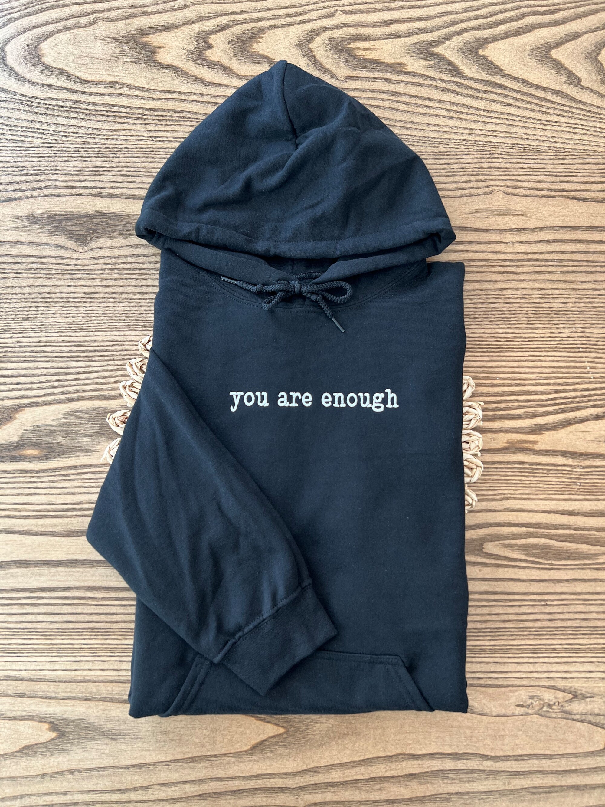 Custom Embroidered Mental Health Hoodie - You Are Enough Motivational Embroidered Hoodie Mental Health Shirt image 1