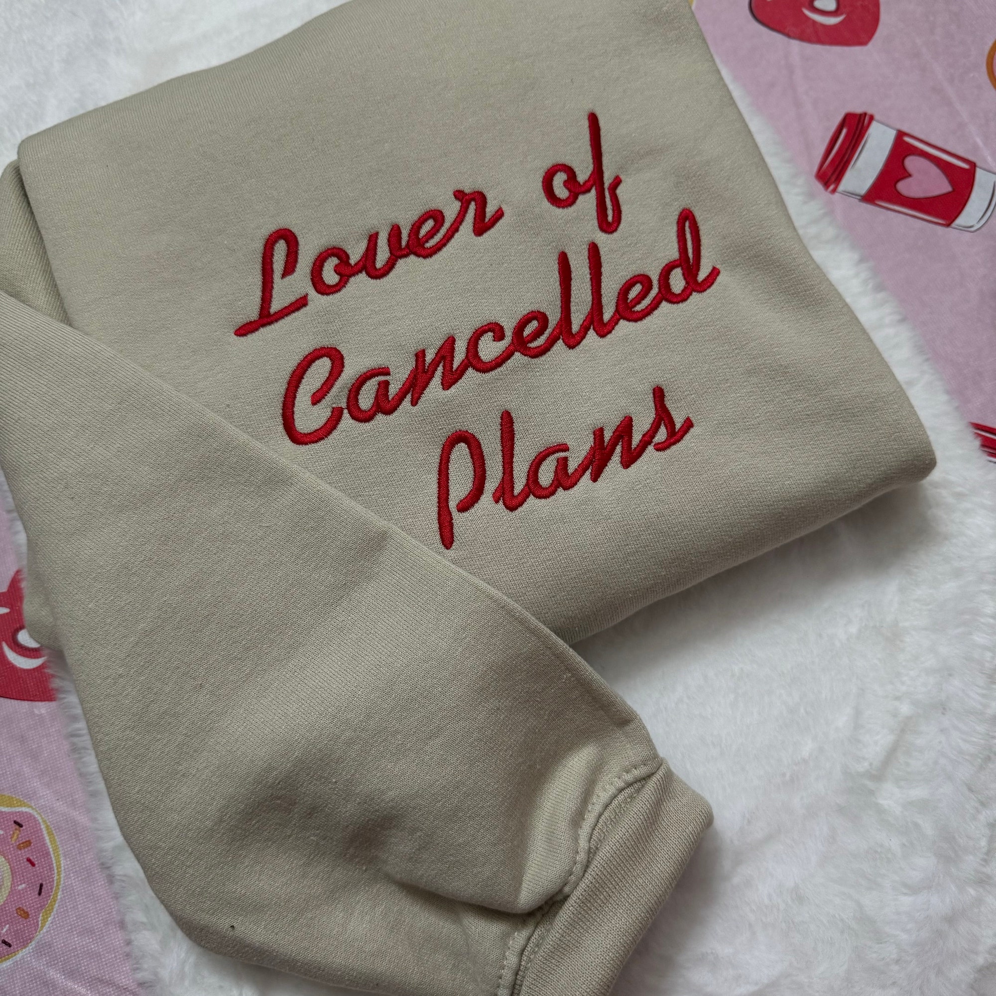 Lover of Cancelled Plans Embroidered Sweatshirt - Y2K Style Crewneck Unisex Funny Clothing Gifts Silly Hoodies image 8