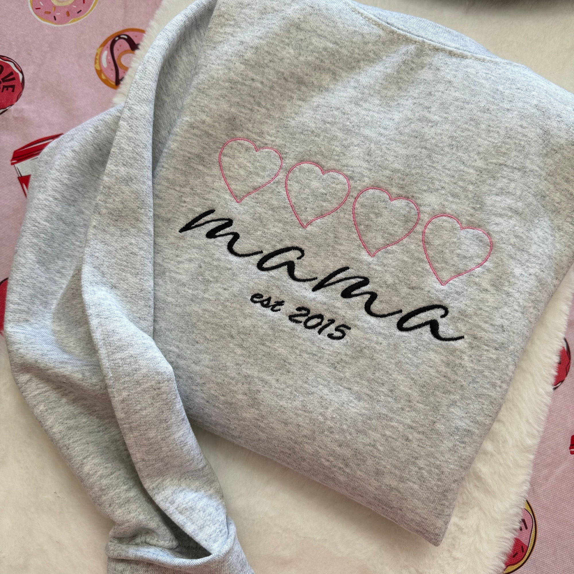 Mama Established Embroidered Sweatshirt - Mama Crewneck Gifts for New Moms Custom Year Babies and Mom Gifts Baby Shower Gifts image 6