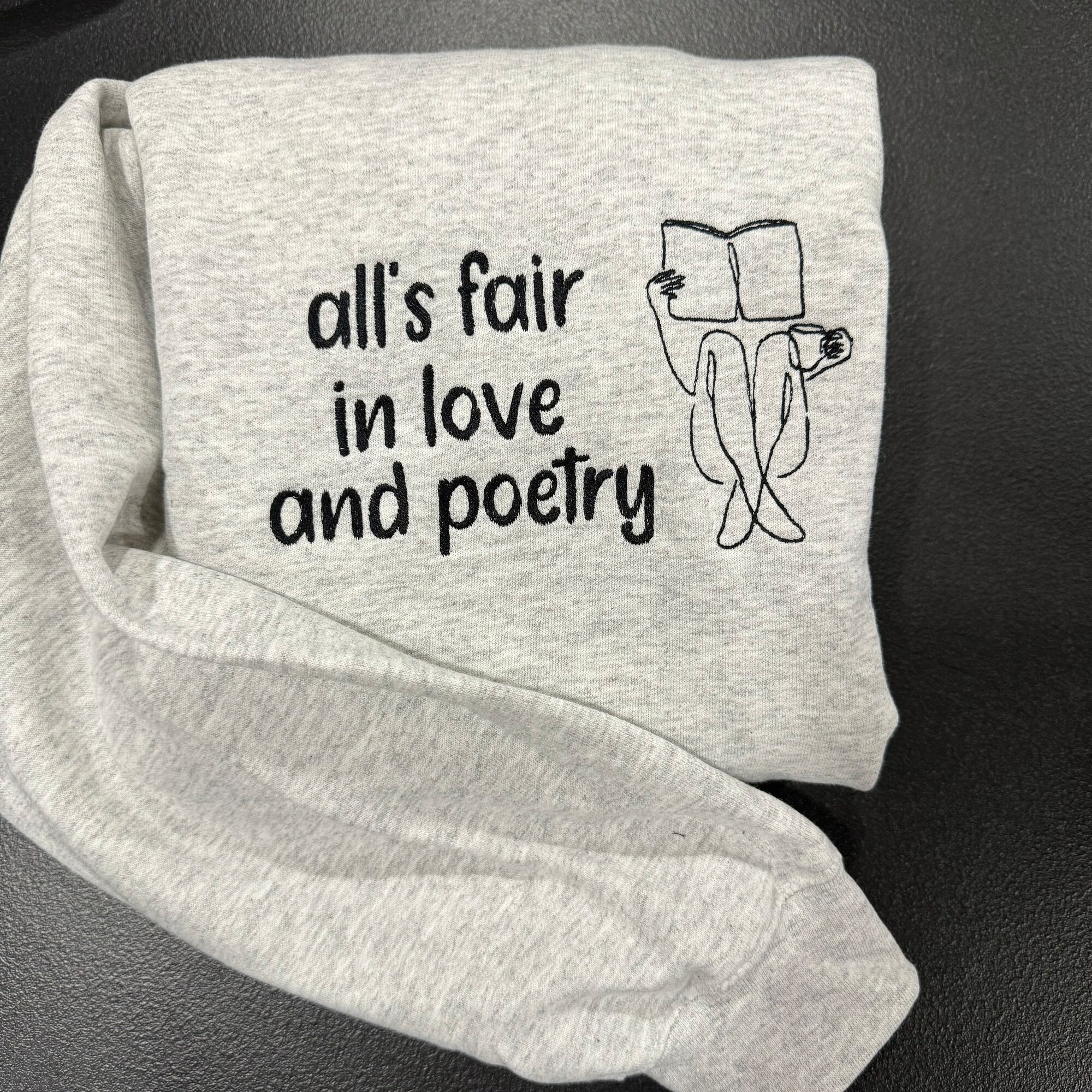 All’s Fair in Love and Poetry Embroidered Sweatshirt - Y2K Style Crewneck Gift for Women Music Clothing Taylor Swift image 1