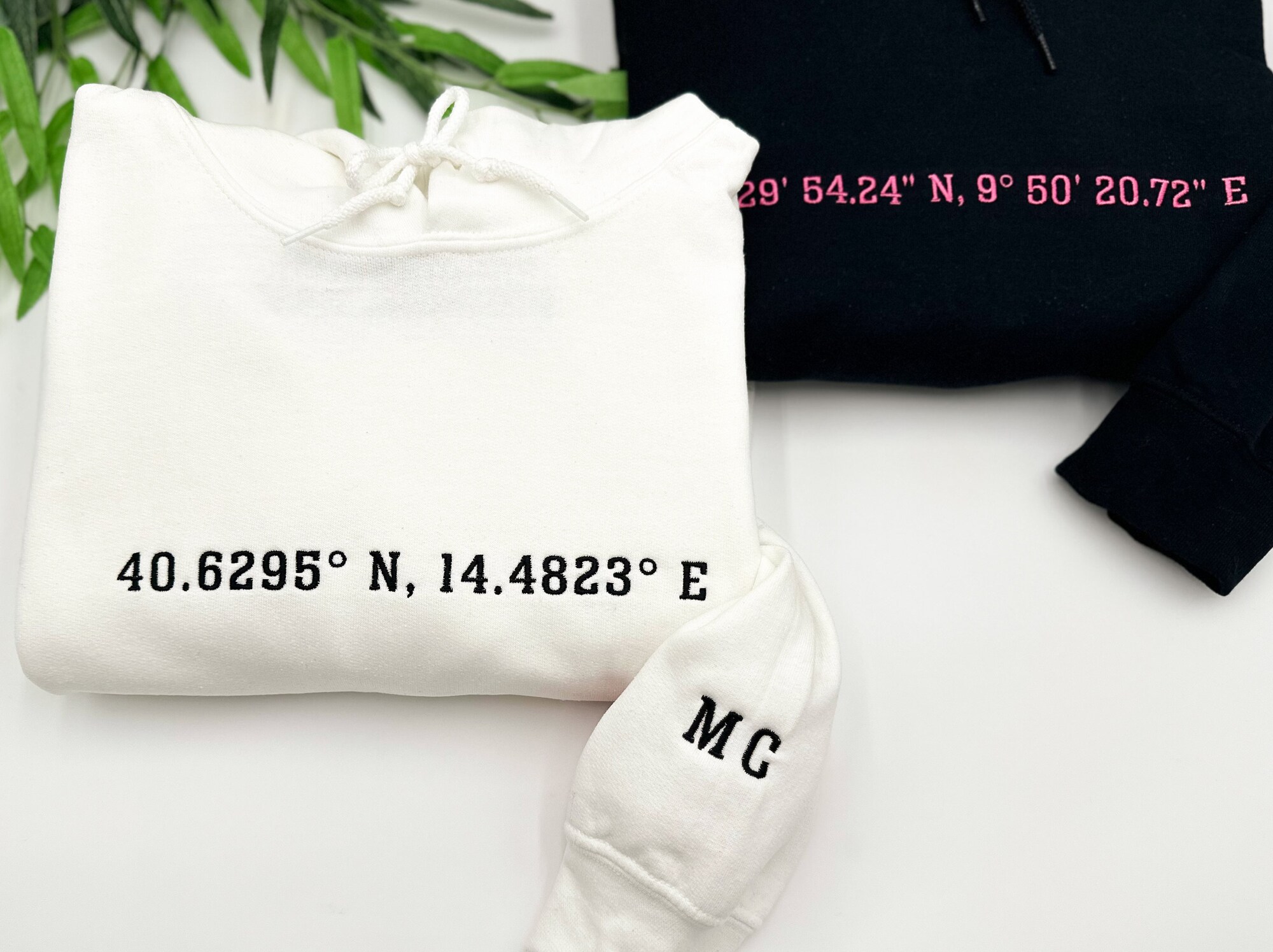 Custom Embroidered Coordinates Sweatshirt and Hoodie - Latitude Longitude Sweatshirt GPS Coordinates Shirt College Gift Gift for Grad Her image 2