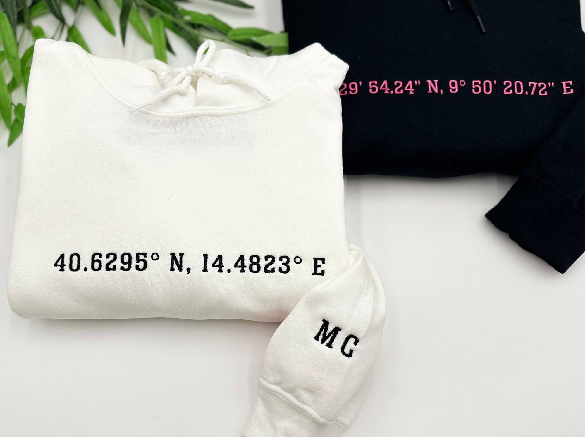 Custom Embroidered Coordinates Sweatshirt and Hoodie - Latitude Longitude Sweatshirt GPS Coordinates Shirt College Gift Gift for Grad Her image 3