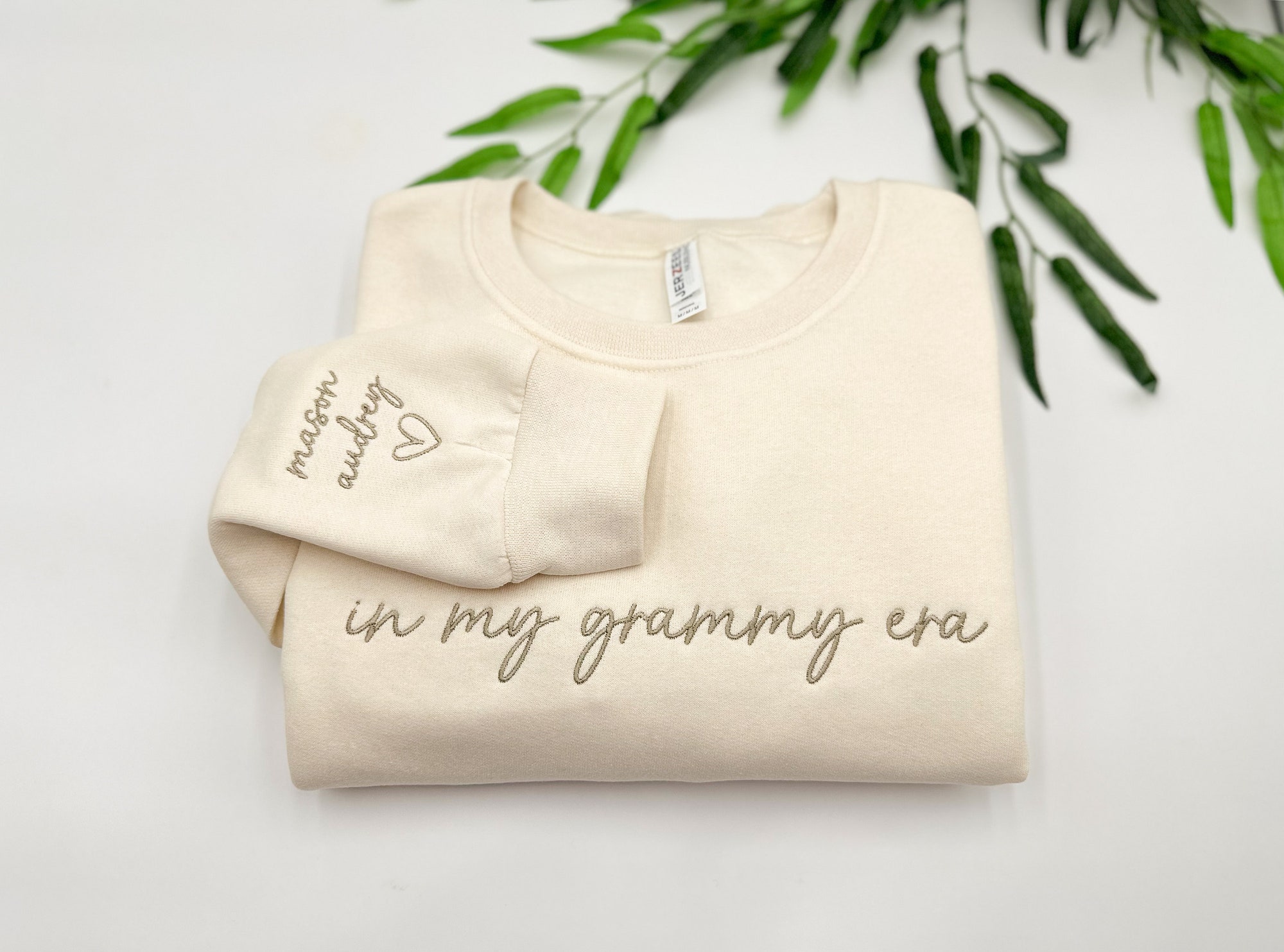 Custom Embroidered In My Grammy Era Sweatshirt with Grandkids' Names on Sleeve - Personalized Gift Grandma Sweater New Grandma Mother's Day image 3